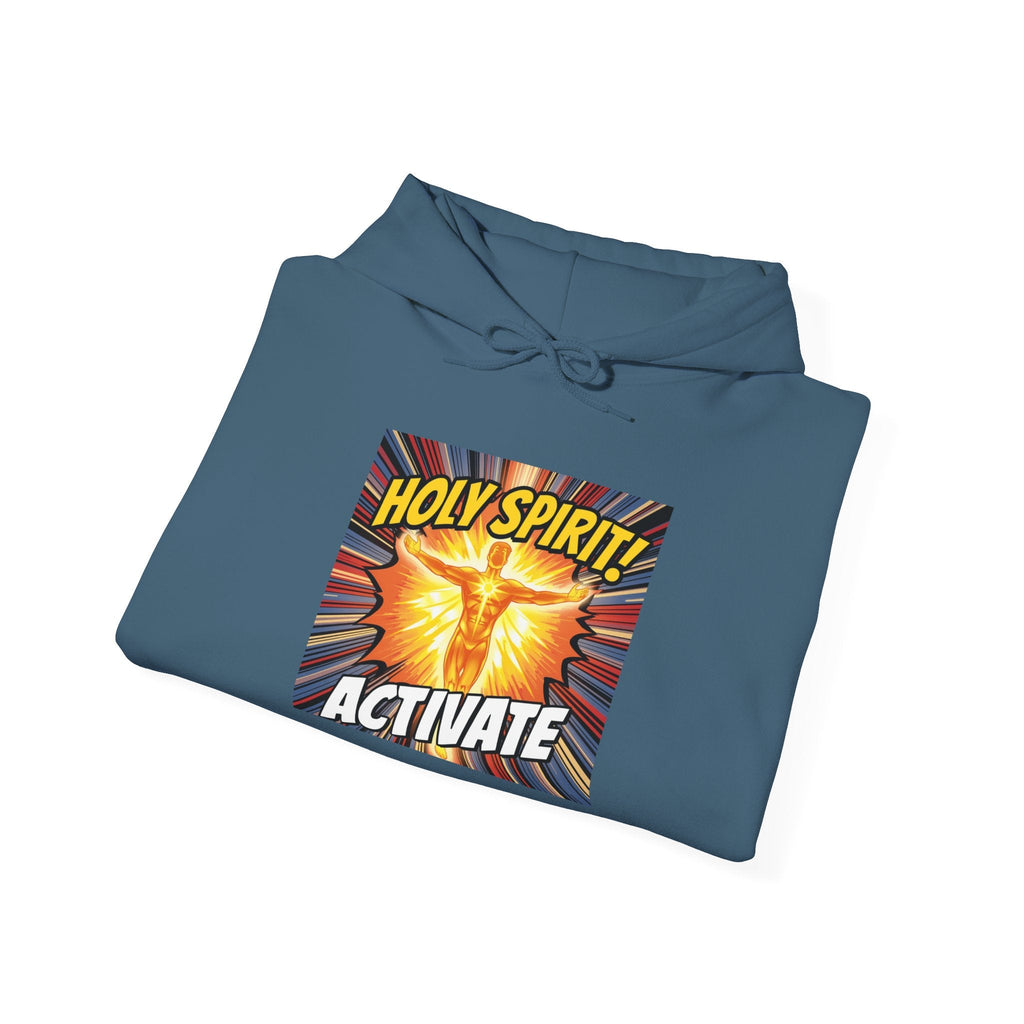 Holy Spirit Activate Hoodie – Superhero Christian Sweatshirt with Vibrant Power-Up Design for Faith-Fueled Boldness Printify