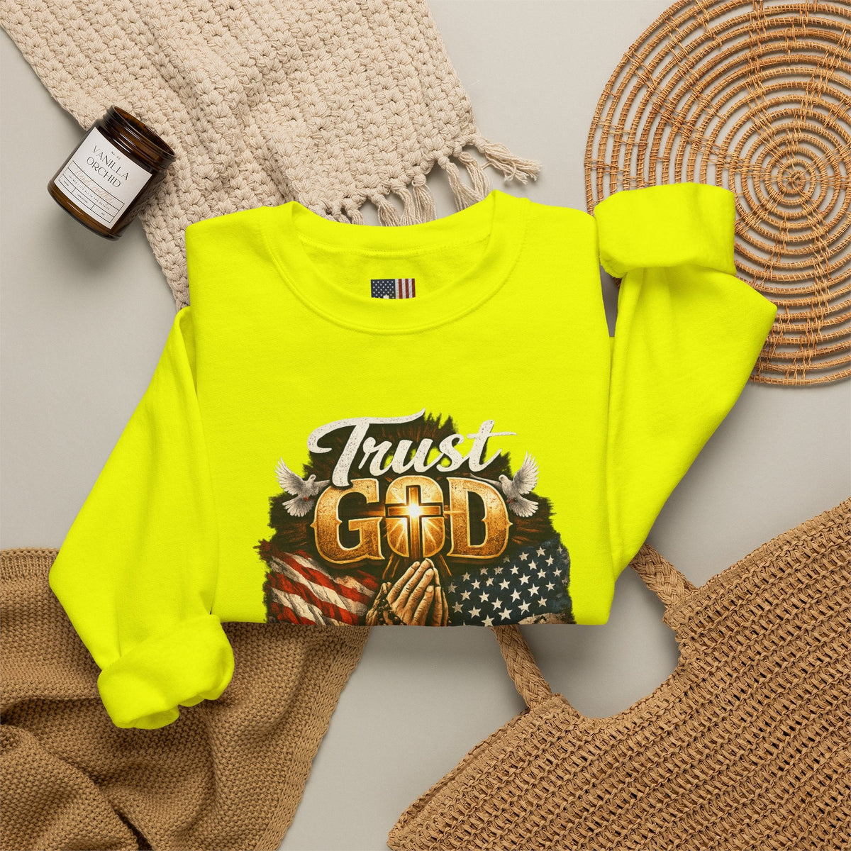 Trust God Not Government Sweatshirt — Vintage Patriotic Christian Sweatshirt Printify