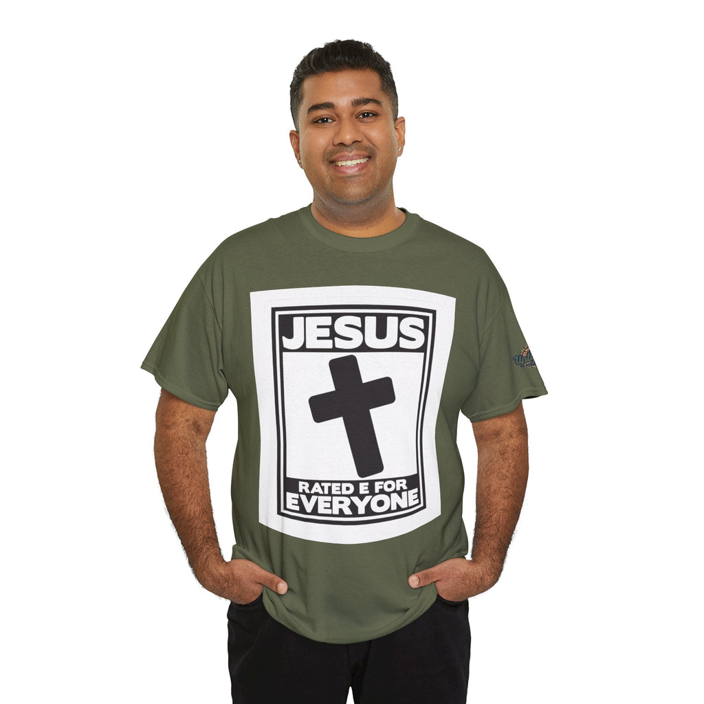 Jesus, Rated E for Everyone T-shirt - Gamer Faith T-shirt - Christian Video Game Parody Printify