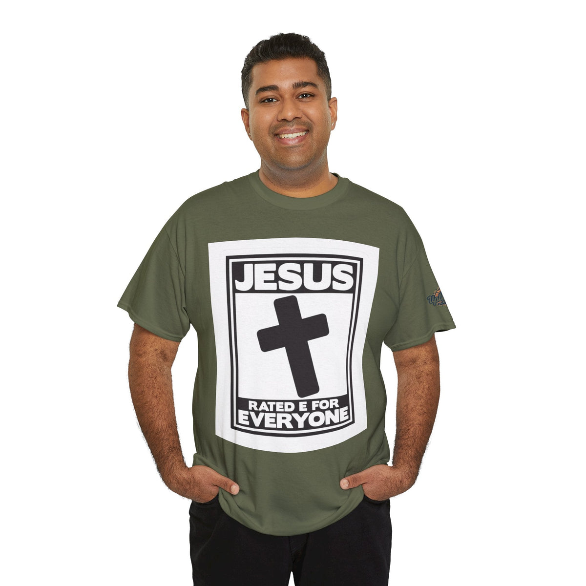 Jesus, Rated E for Everyone T-shirt - Gamer Faith T-shirt - Christian Video Game Parody Printify