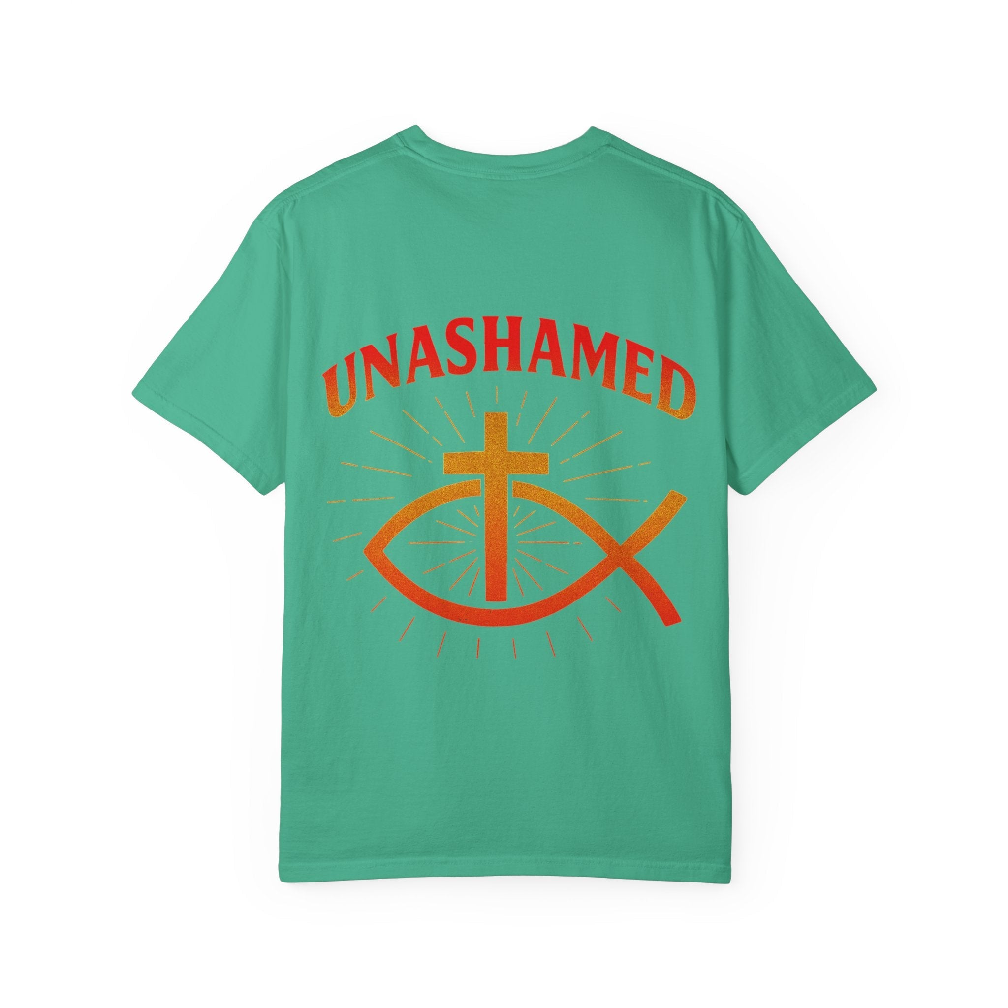 Unashamed T-shirt – Ichthys Jesus Fish & Cross Christian Sweatshirt for Romans 1:16 Bold Faith Printify