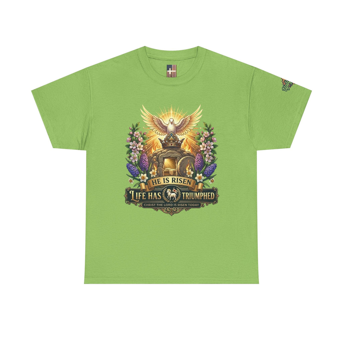 He Is Risen "Life Has Triumphed" T-Shirt — Easter Resurrection Christian Tee Printify