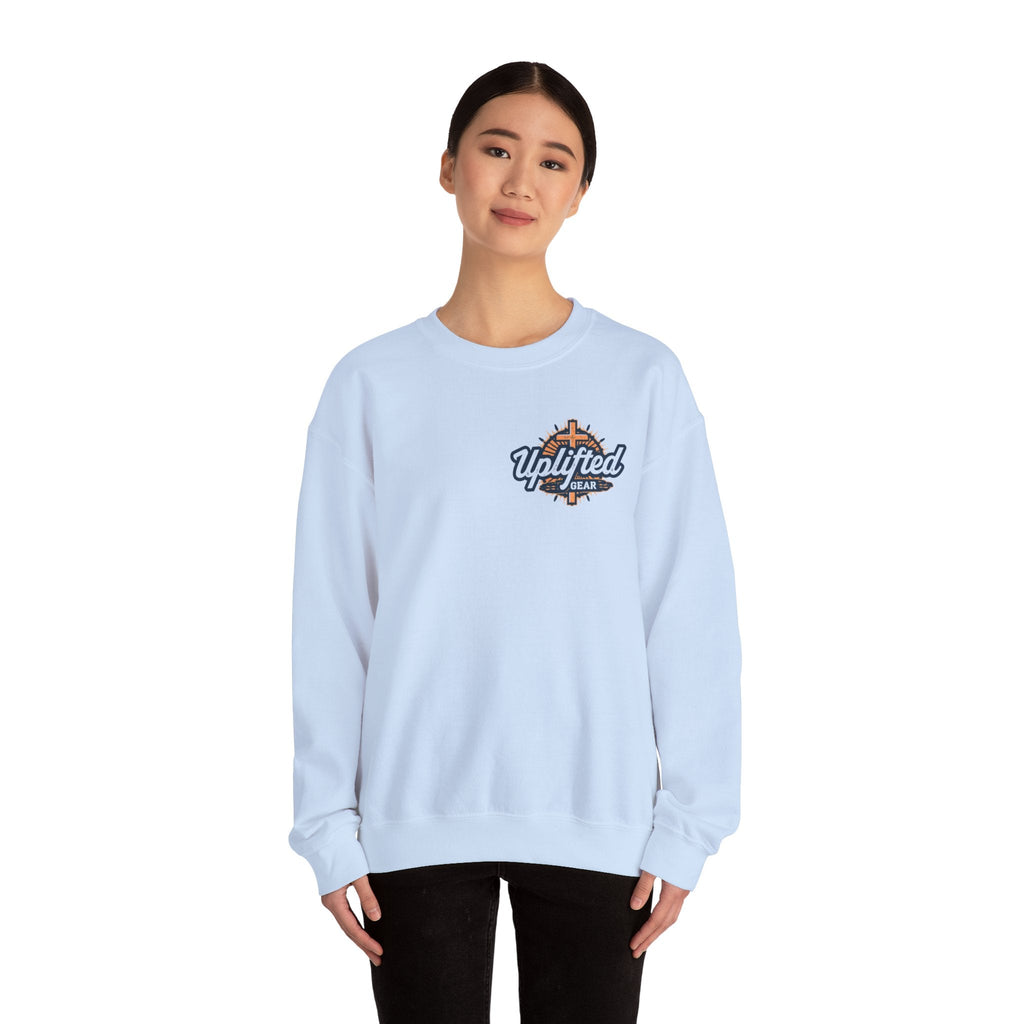 Walk by Faith Sweatshirt – Cross & Footprints Christian Sweatshirt for Cozy Inspiration Printify