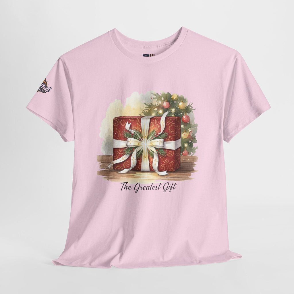 The Greatest Gift T-shirt – Cross Bow Present Christian T-shirt for Christmas Salvation & Eternal Faith Printify