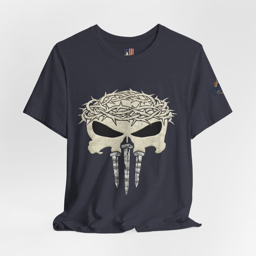 Christian Skull T-shirt - Crown of Thorns & Nails - Warrior Faith T-shirt Printify