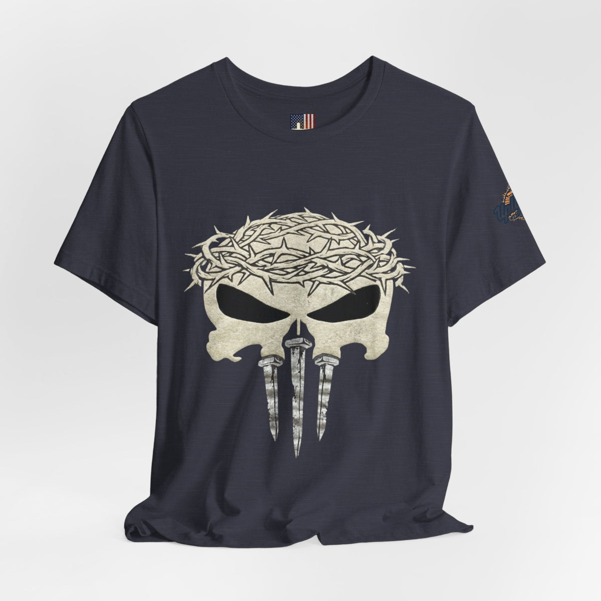 Christian Skull T-shirt - Crown of Thorns & Nails - Warrior Faith T-shirt Printify