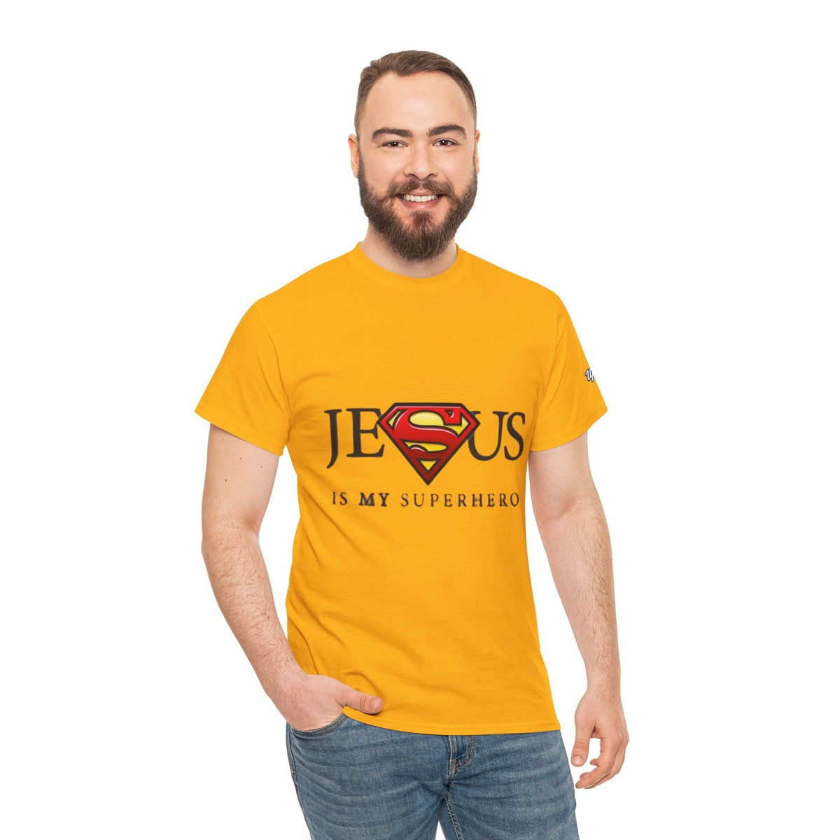 Jesus Is My Superhero T-Shirt — Faith-Based Superman-Inspired Tee Printify
