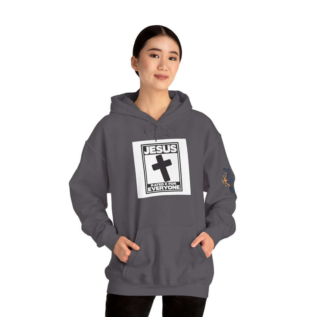 Jesus, Rated E for Everyone Hoodie - Gamer Faith Hoodie - Christian Video Game Parody Printify