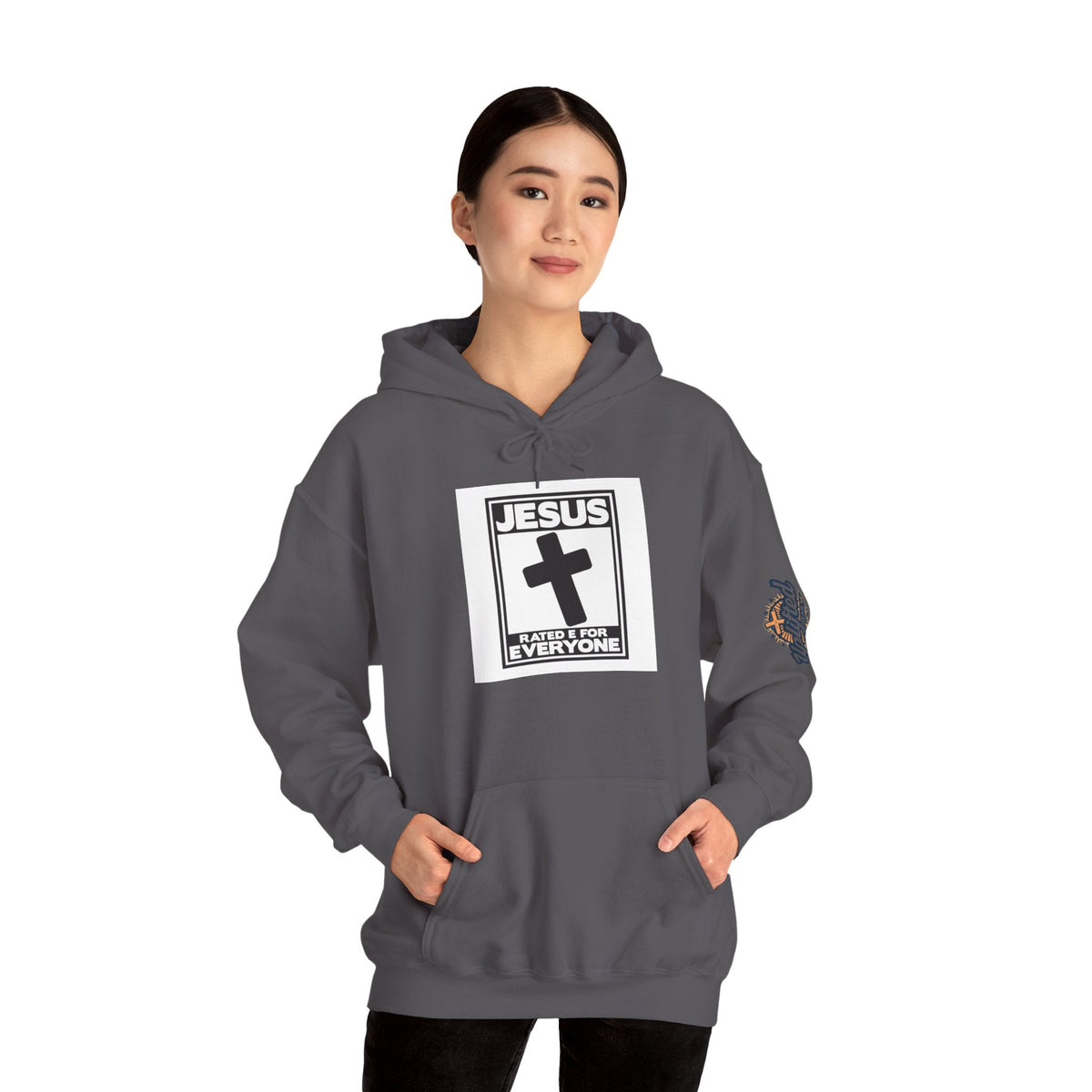 Jesus, Rated E for Everyone Hoodie - Gamer Faith Hoodie - Christian Video Game Parody Printify