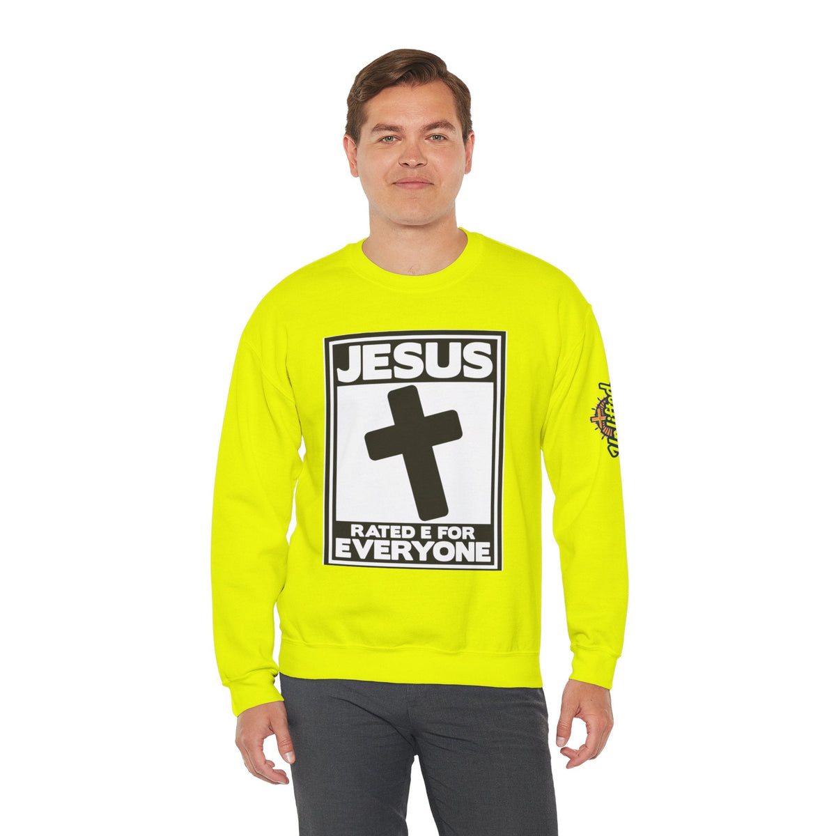 Jesus, Rated E for Everyone Sweatshirt - Gamer Faith Sweatshirt - Christian Video Game Parody Printify