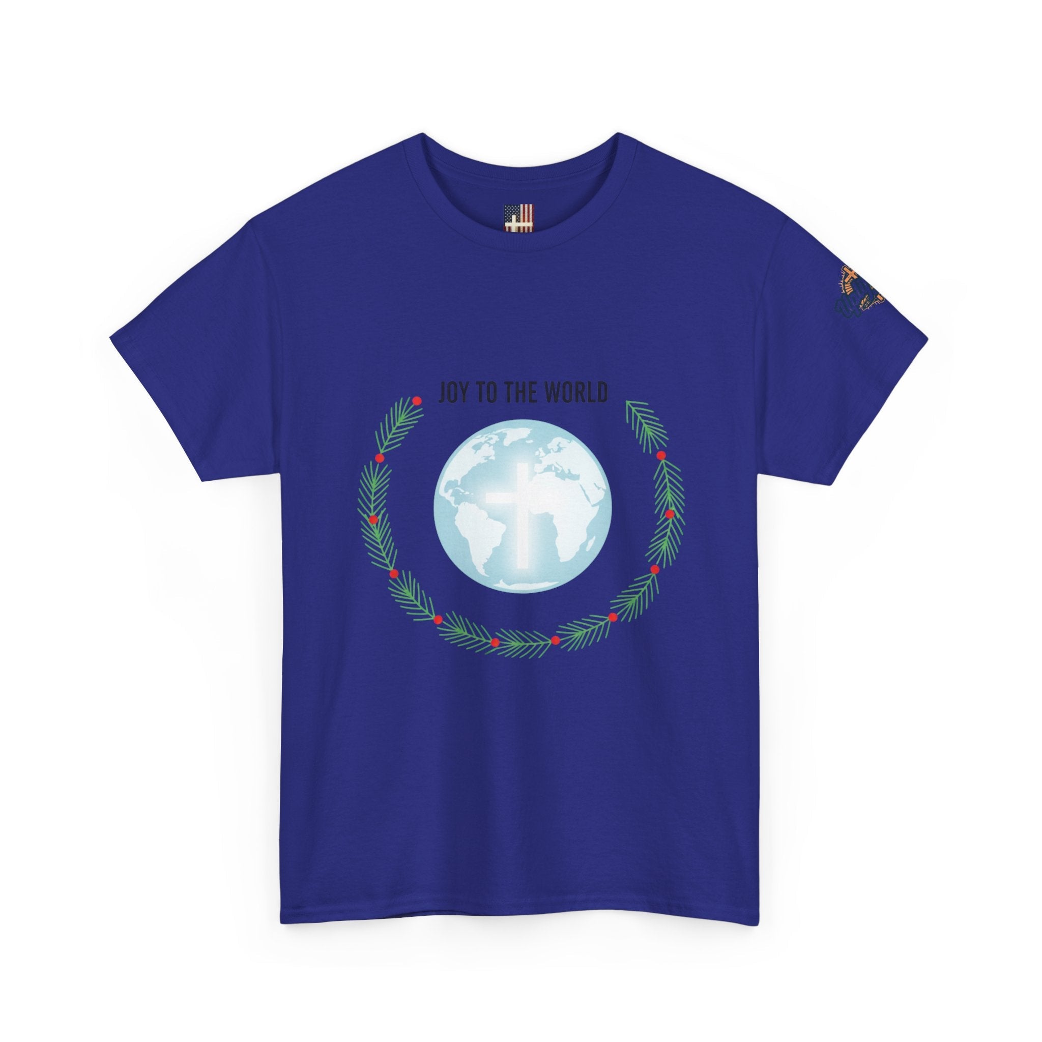Joy to the World T-shirt – Wreath Earth Nativity Christian Christmas T-shirt for Isaiah 9:6 Holiday Faith & Festive Joy Printify