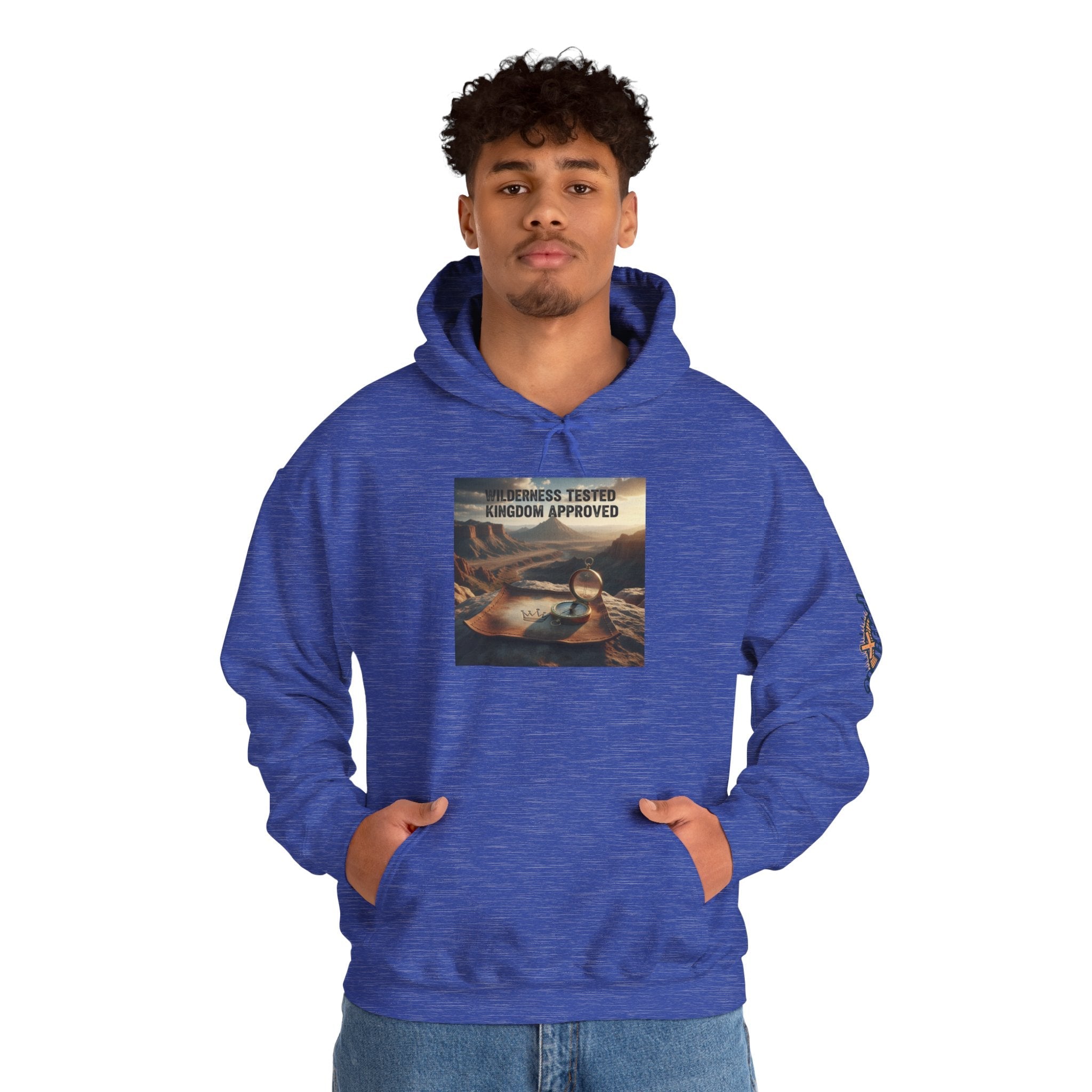 Wilderness Tested Kingdom Approved Hoodie – Mountain Desert Compass Crown Christian Sweatshirt for Biblical Adventure Faith Printify