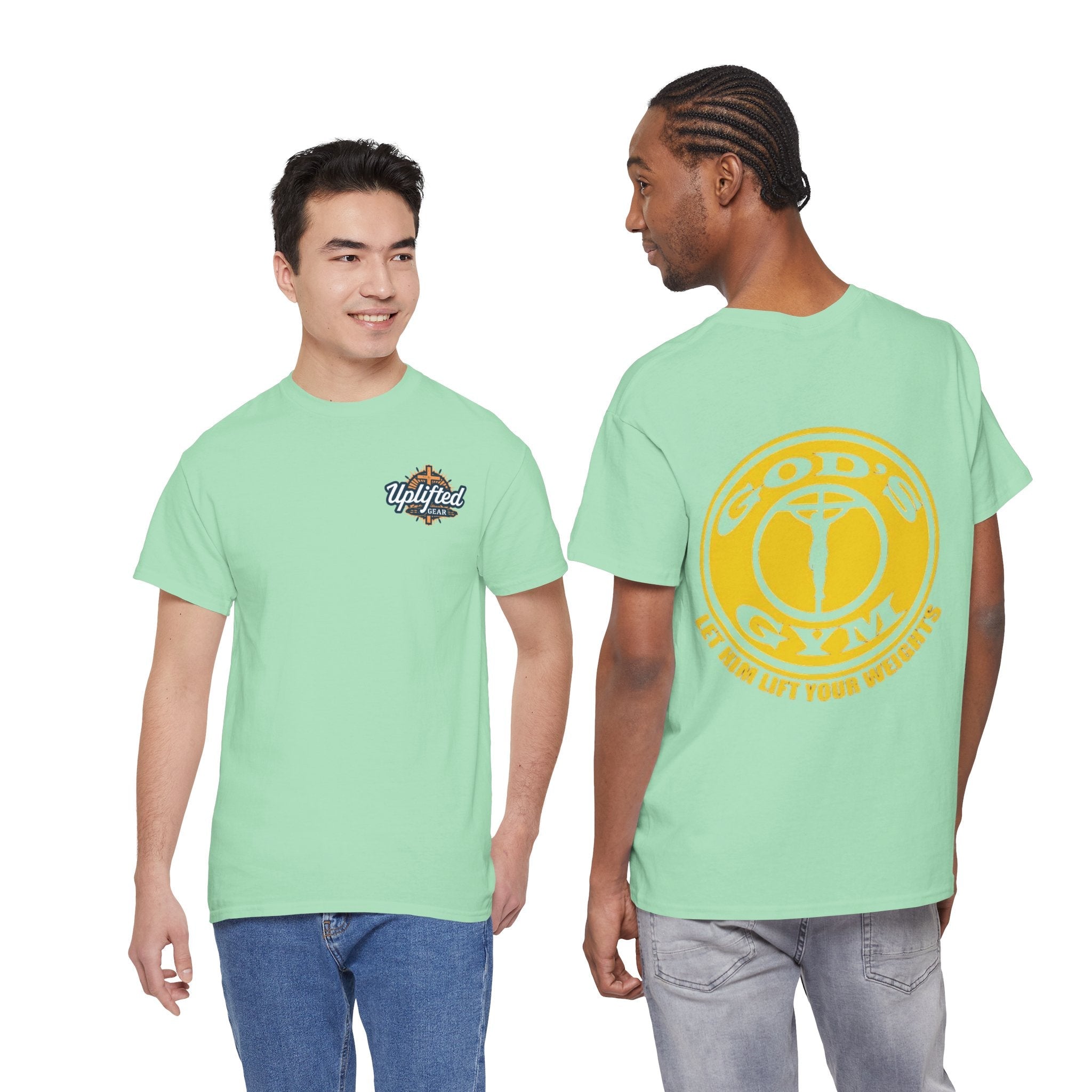 God's Gym T-Shirt — "Let Him Lift Your Weights" Christian Fitness Tee Printify