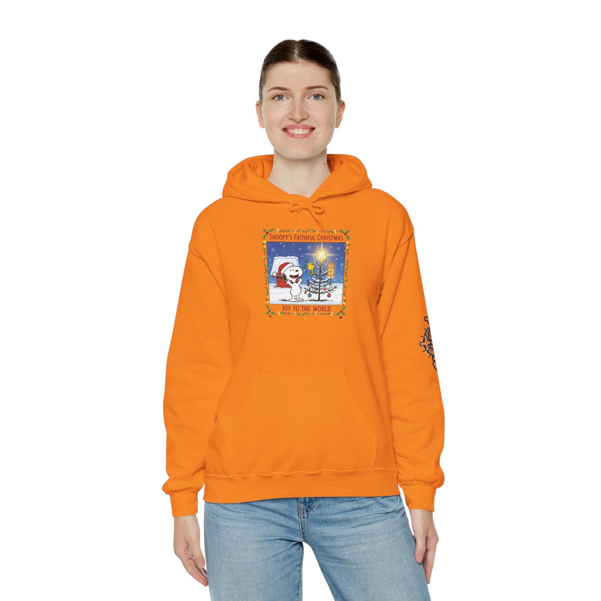🎄 Faithful Christmas Friends – Christian Holiday Hoodie | Festive Tree & Cartoon Duo | Heartwarming Christmas Tee by Uplifted Gear Printify