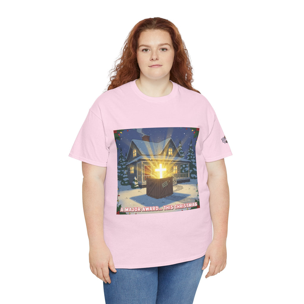A Major Award This Christmas T-shirt – Fragile Leg Lamp Parody Cross Unboxing Christian T-shirt for Hilarious Faith & Holiday Glow Printify