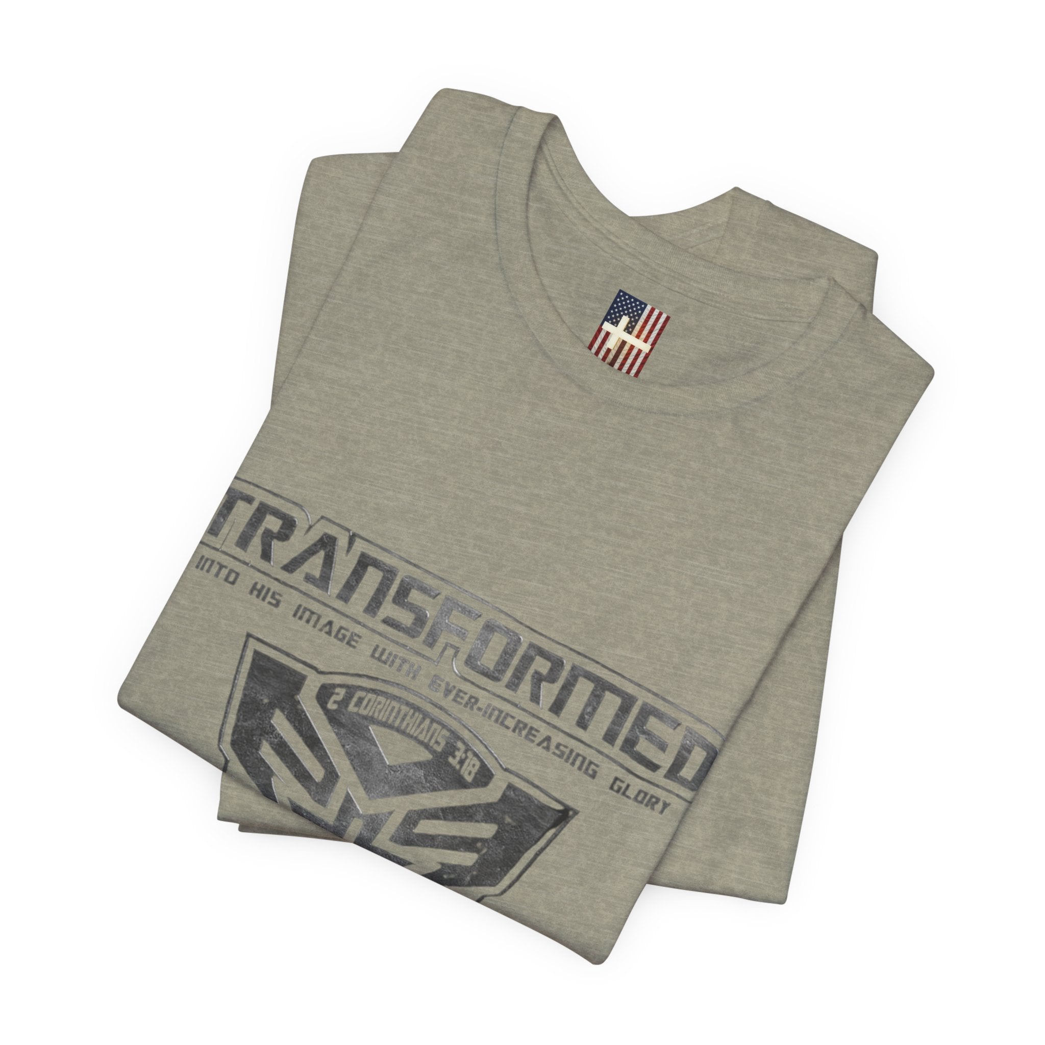 Transformer Logo Christian T-shirt | 2 Corinthians 3:18 Bible Verse T-shirt Printify