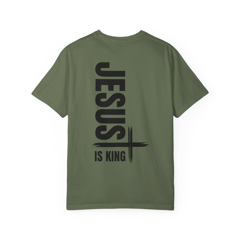 Jesus Is King T-shirt | Modern Typographic Cross Christian T-shirt Printify