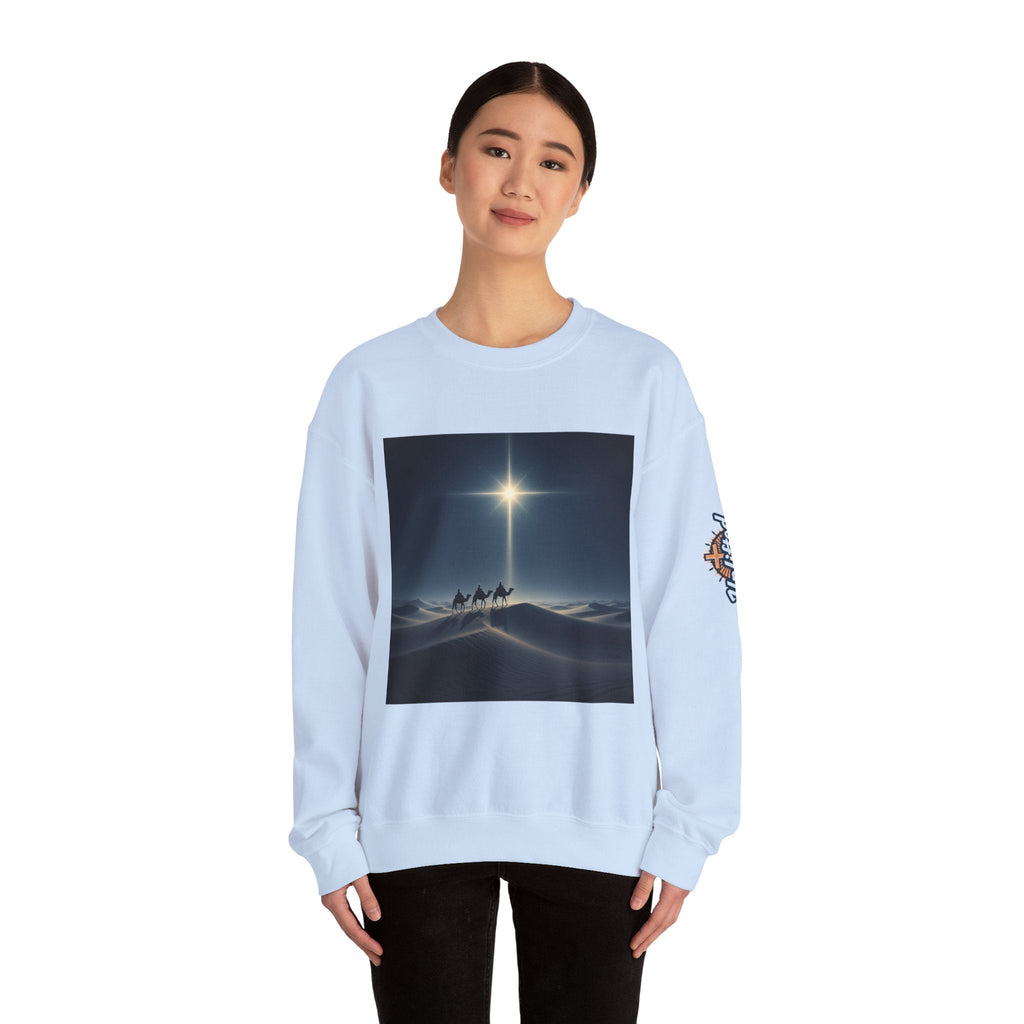 3 Wise Men Sweatshirt – Magi Camels Nativity Journey Christian Christmas Sweatshirt for Epiphany Faith & Holy Night Printify