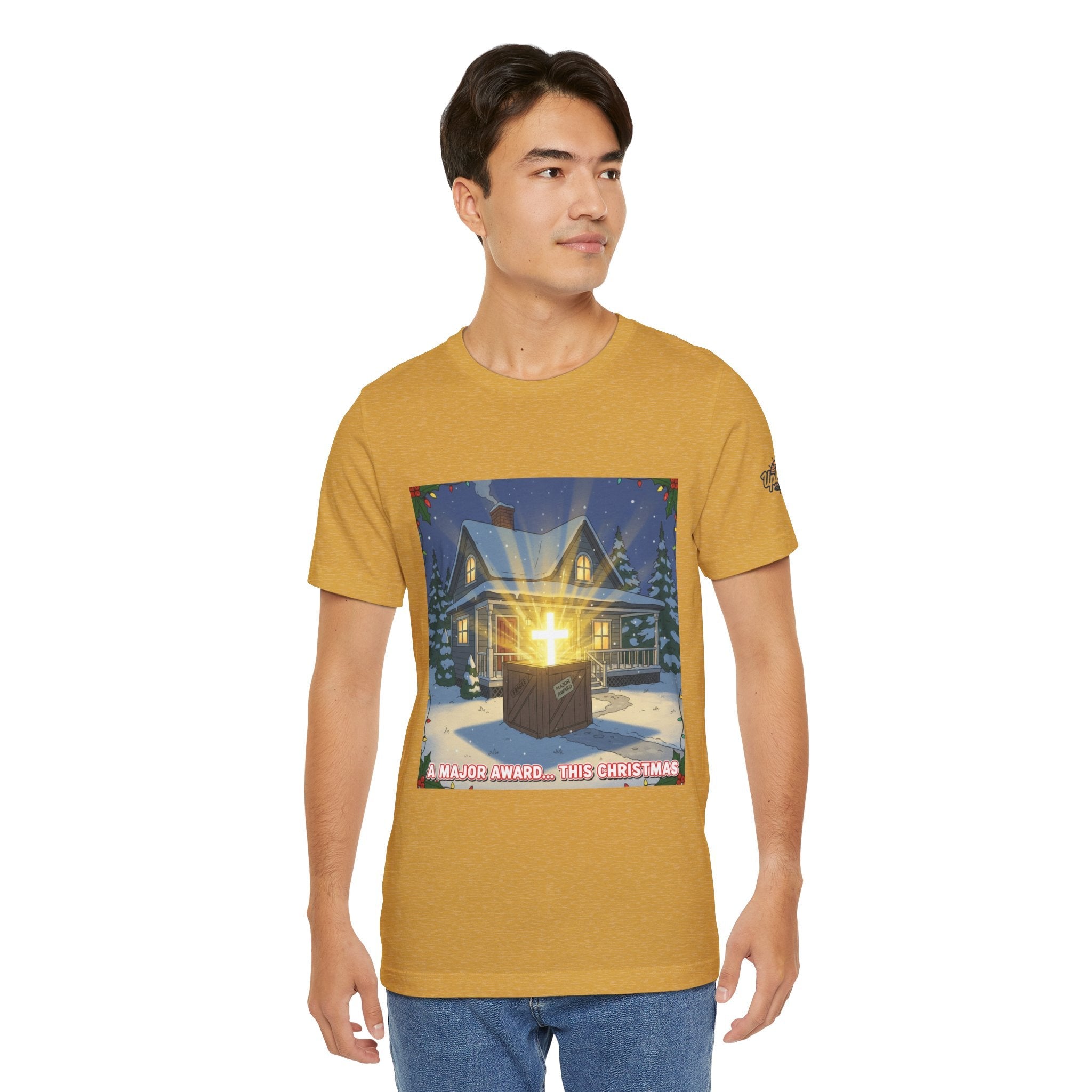 A Major Award This Christmas T-shirt – Fragile Leg Lamp Parody Cross Unboxing Christian T-shirt for Hilarious Faith & Holiday Glow Printify