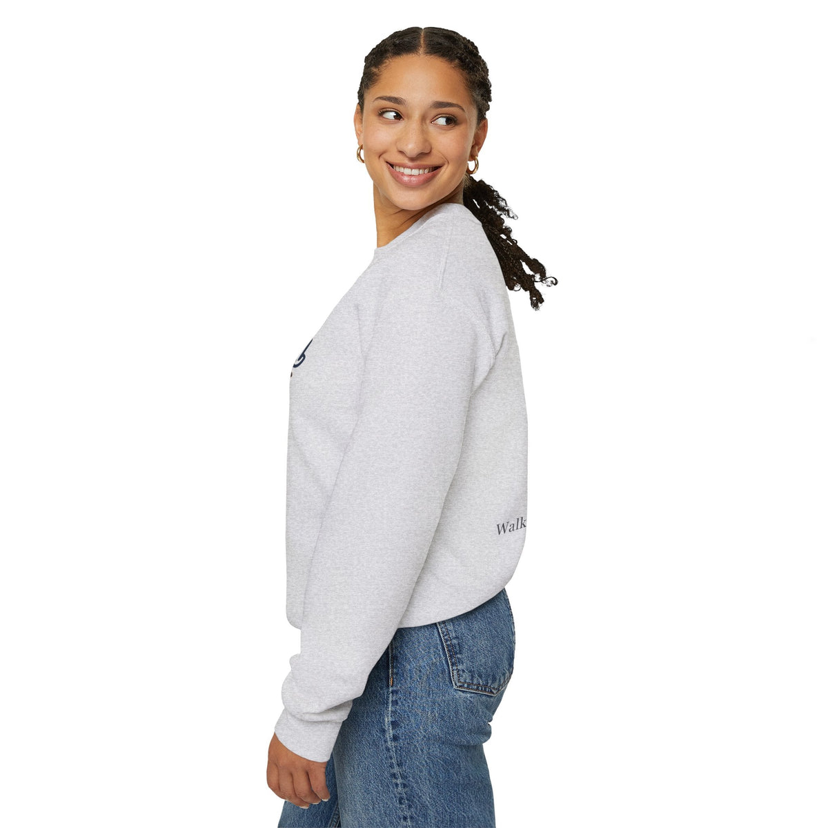 Walk by Faith Sweatshirt – Cross & Footprints Christian Sweatshirt for Cozy Inspiration Printify