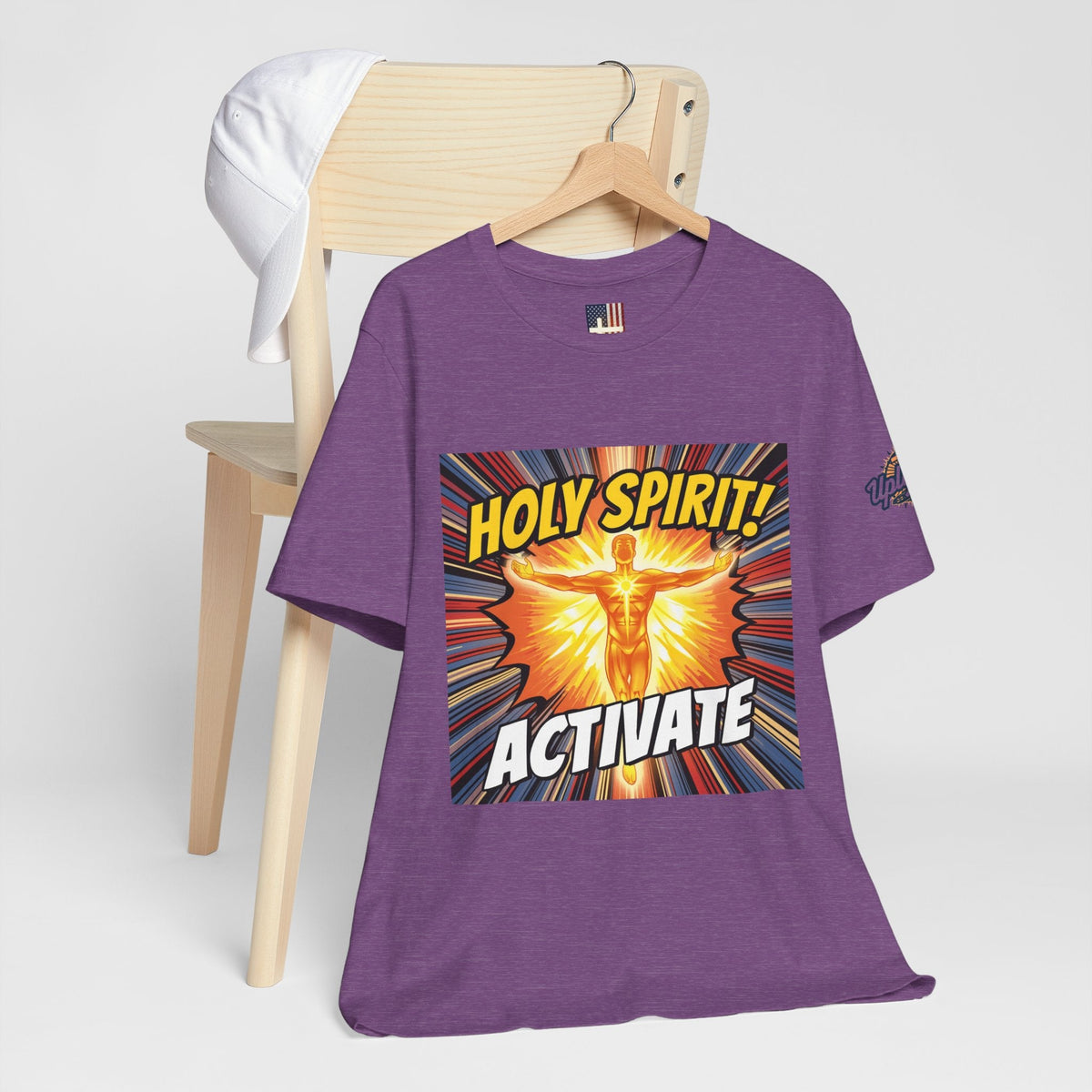 Holy Spirit Activate T-shirt – Superhero Christian T-shirt with Vibrant Power-Up Design for Faith-Fueled Boldness Printify