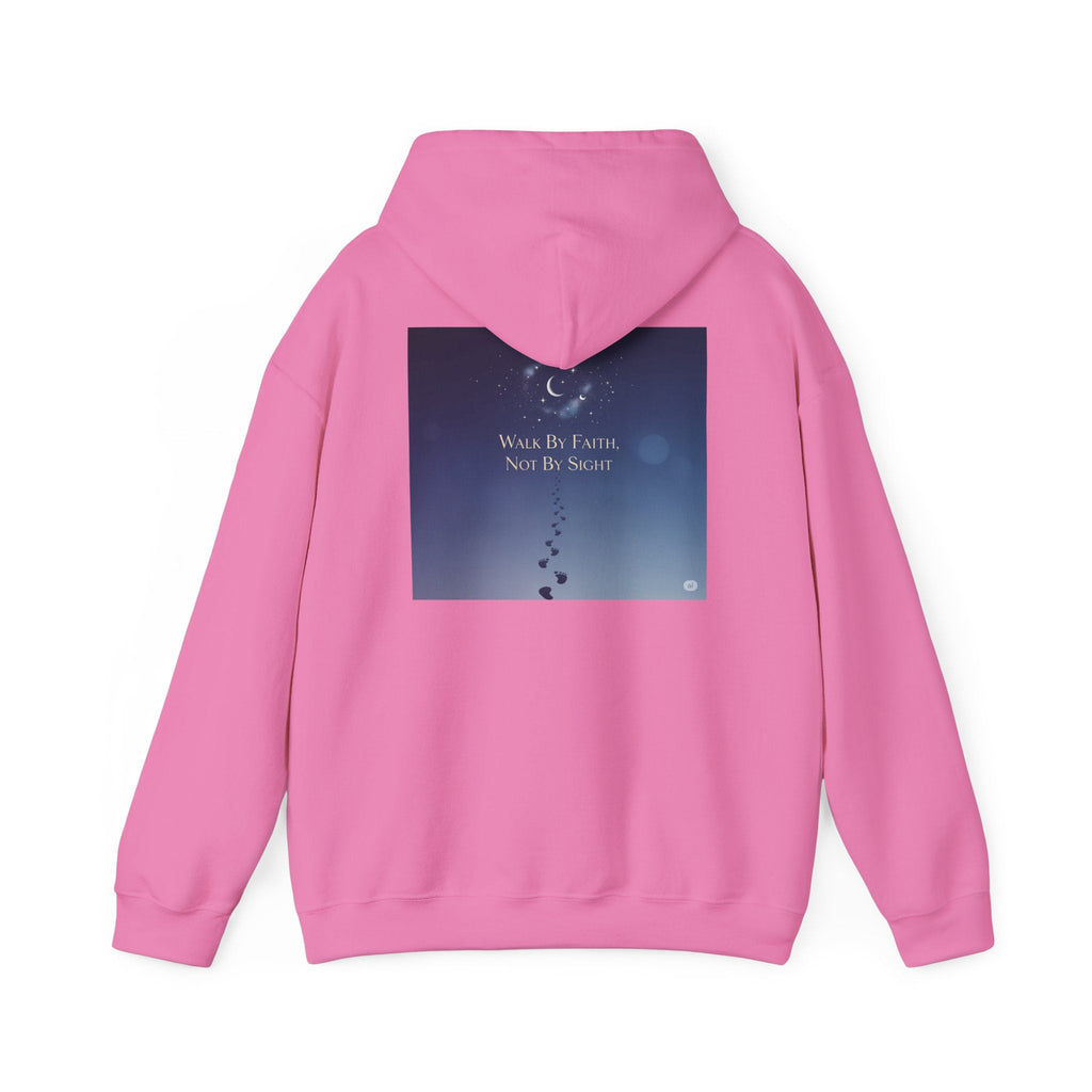 Walk by Faith, Not by Sight Hoodie – Moonlit Footprints Christian Hoodie for Cozy Nights Printify