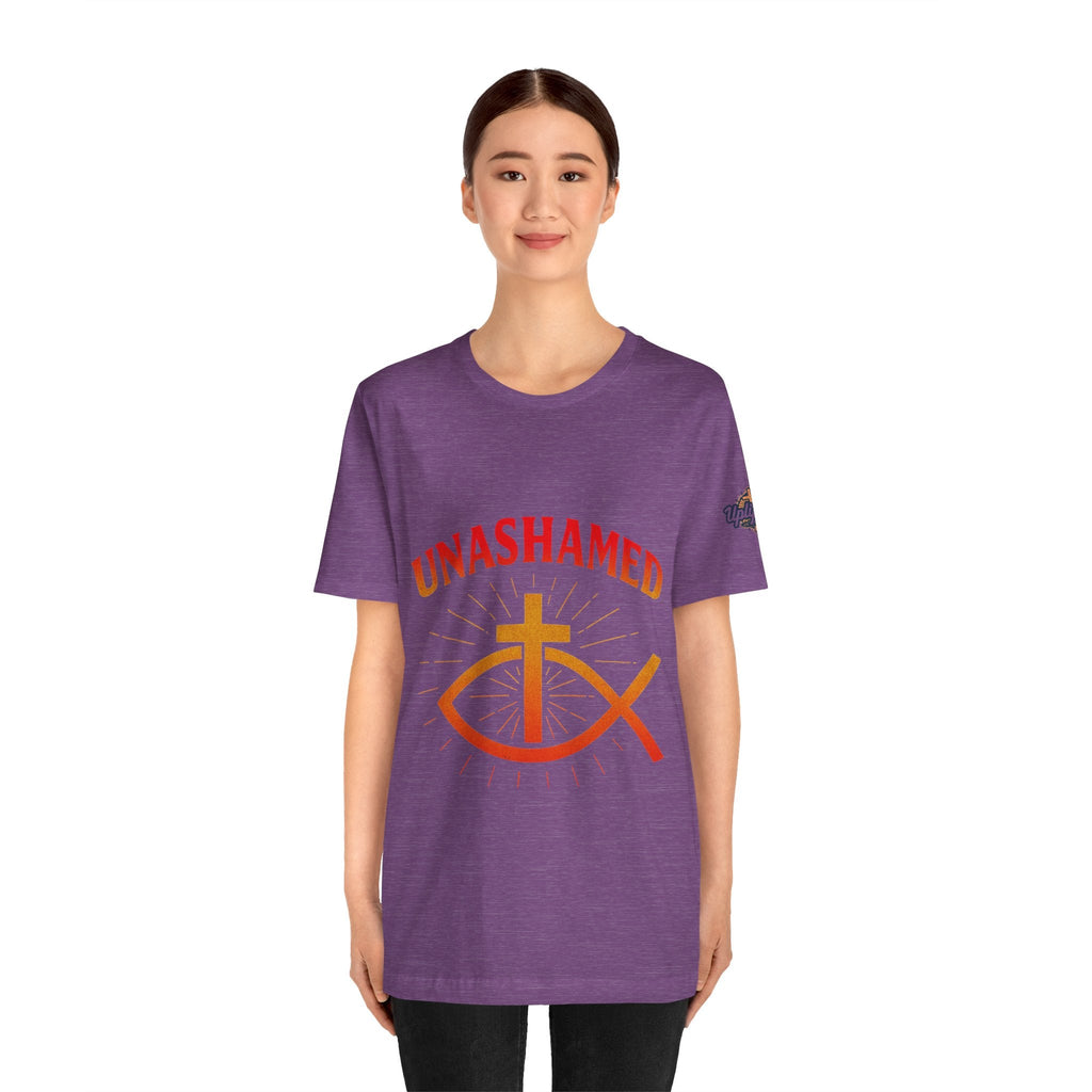 Unashamed T-shirt – Ichthys Jesus Fish & Cross Christian T-shirt for Romans 1:16 Bold Faith Printify