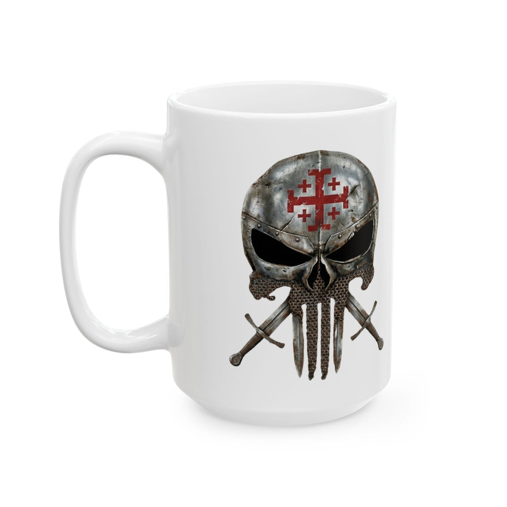 Crusader Knight Coffee Mug — 'Armor of God' Christian Skull 11/15oz Accent Mug Printify