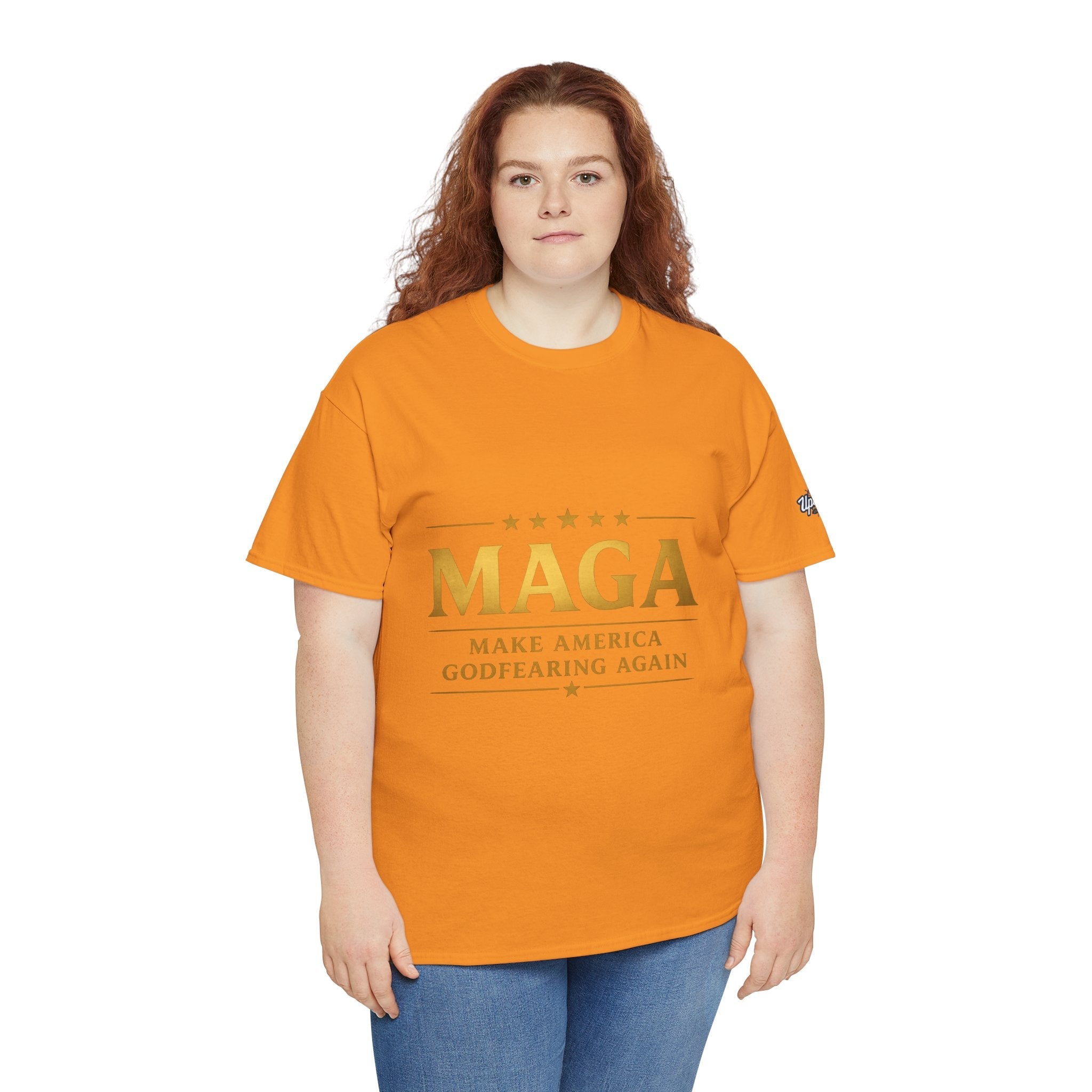 MAGA Gold Letter T-Shirt — "Make America Great Again" Printify