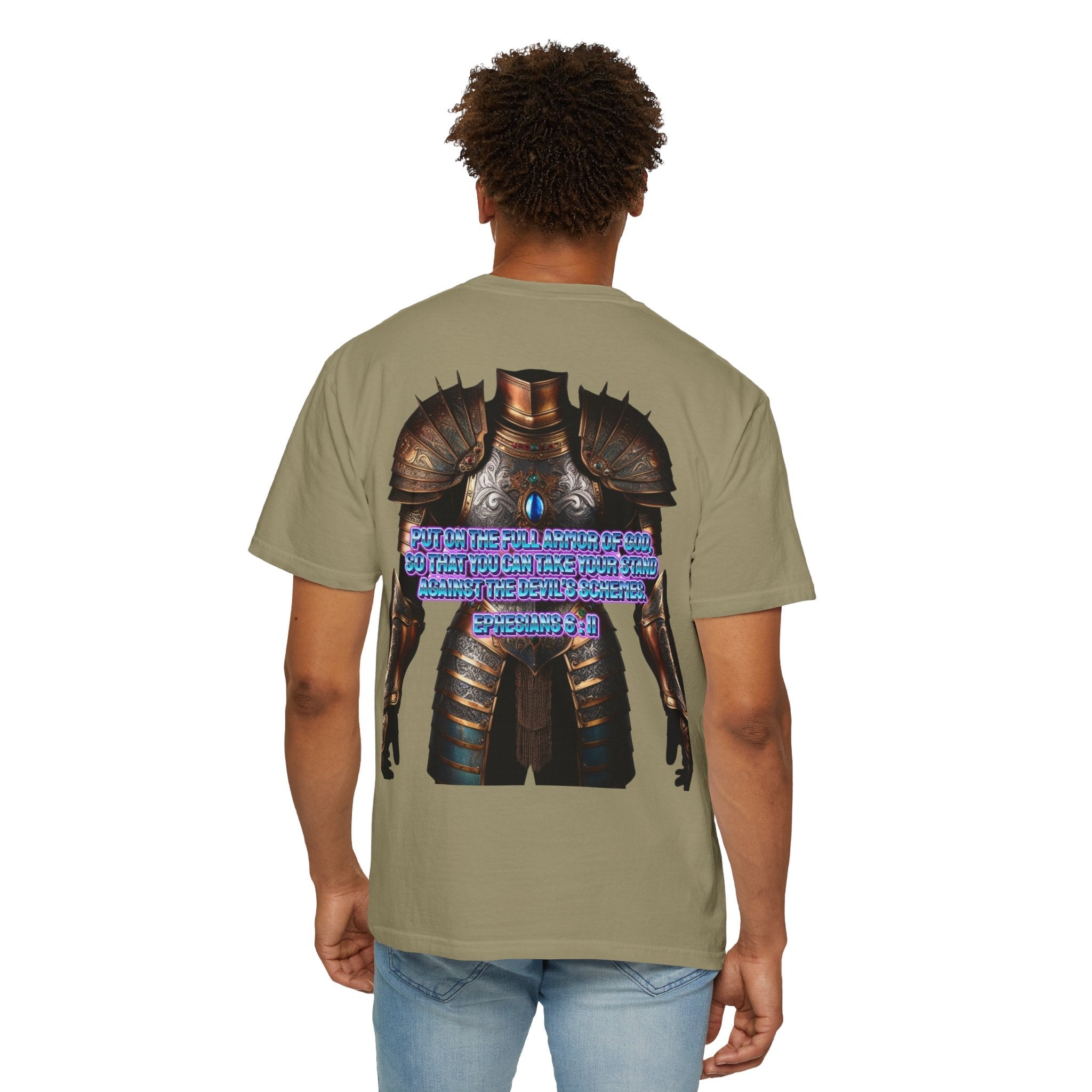 Religious Graphic Tee with Armor Of God Design - Unisex Garment-Dyed T-shirt Printify
