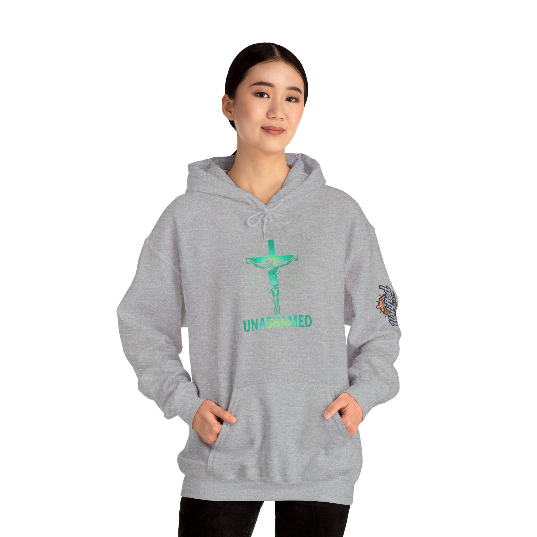 Unashamed Hoodie – Romans 1:16 Crucifixion Christian Hoodie for Bold Unwavering Faith Printify