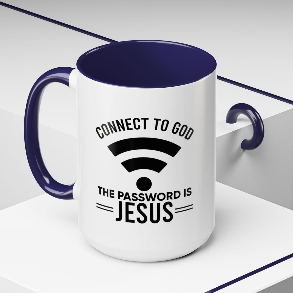 Connect to God Coffee Mug — "WIFI Password is Jesus" Funny Christian Faith Mug Printify