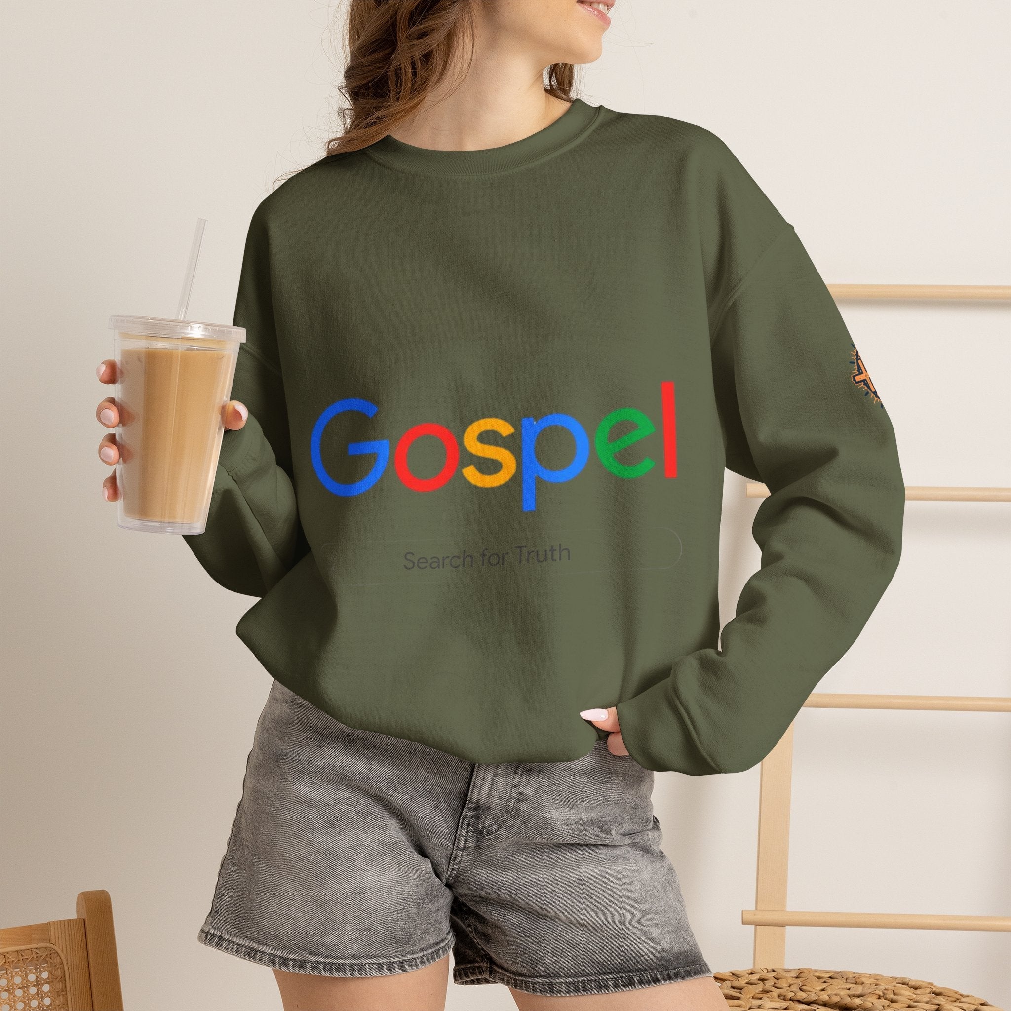 Gospel Graphic Sweatshirt — "Gospel" Colorful Logo Christian Sweatshirt Printify