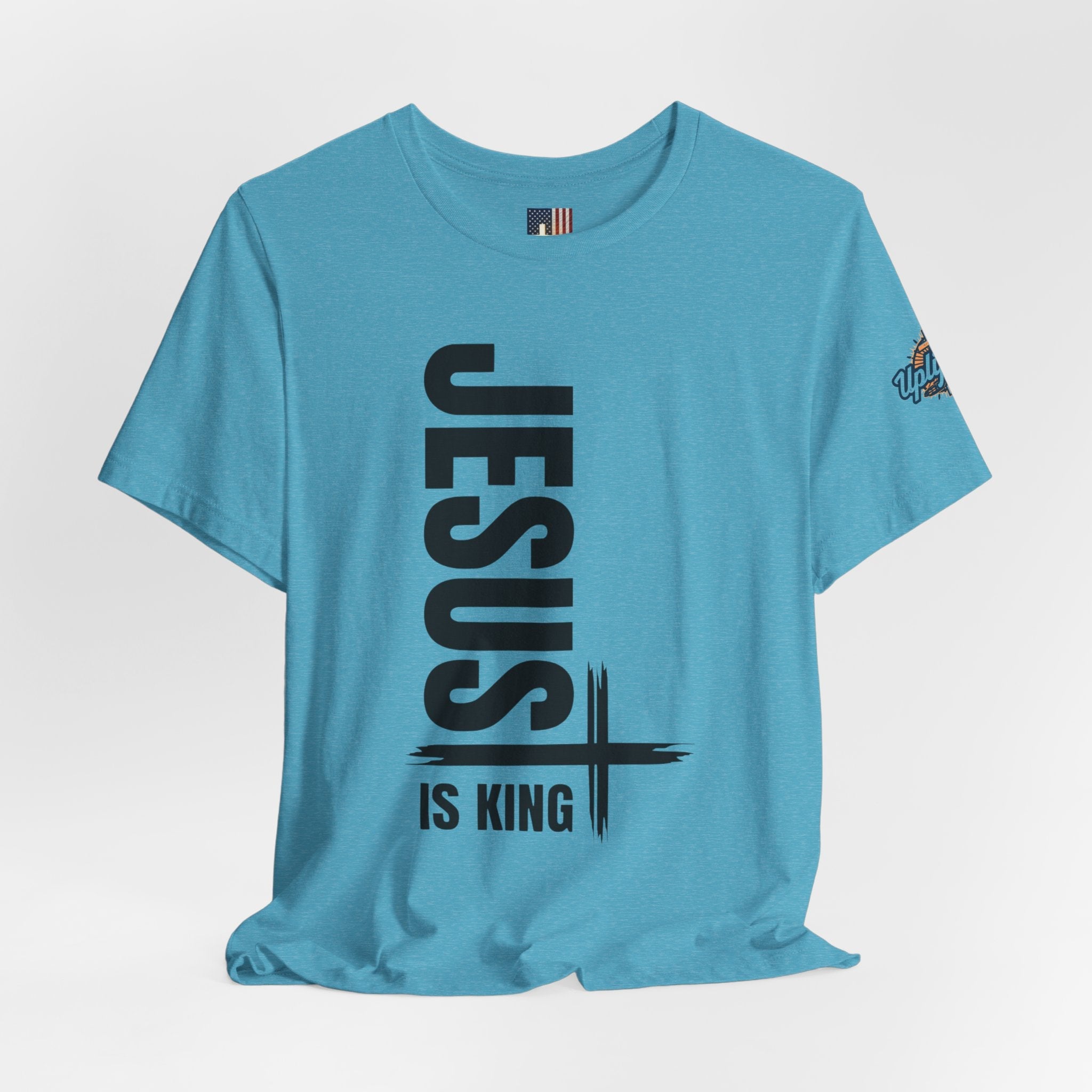 Jesus Is King T-shirt | Modern Typographic Cross Christian T-shirt Printify