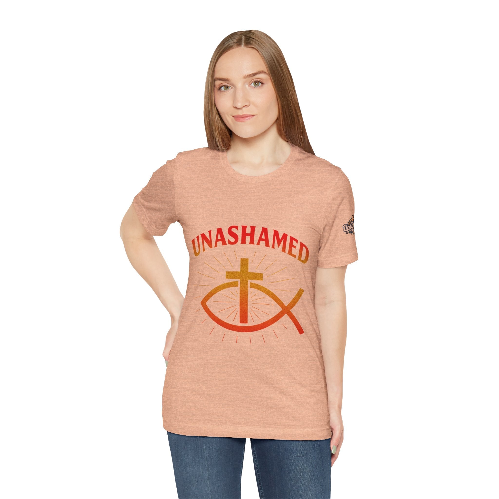Unashamed T-shirt – Ichthys Jesus Fish & Cross Christian T-shirt for Romans 1:16 Bold Faith Printify