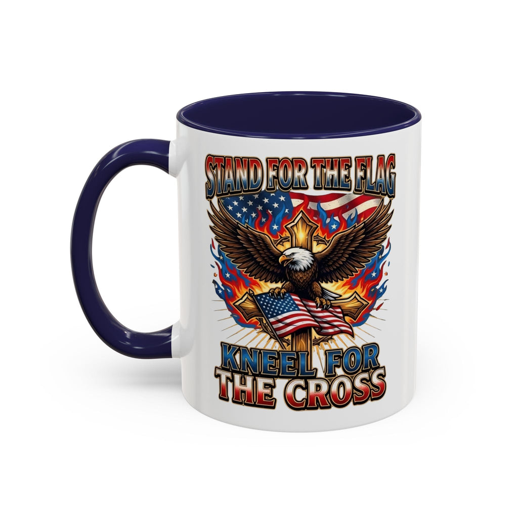 Patriotic Eagle Coffee Mug — "Stand for the Flag, Kneel for the Cross" (11/15oz) Printify