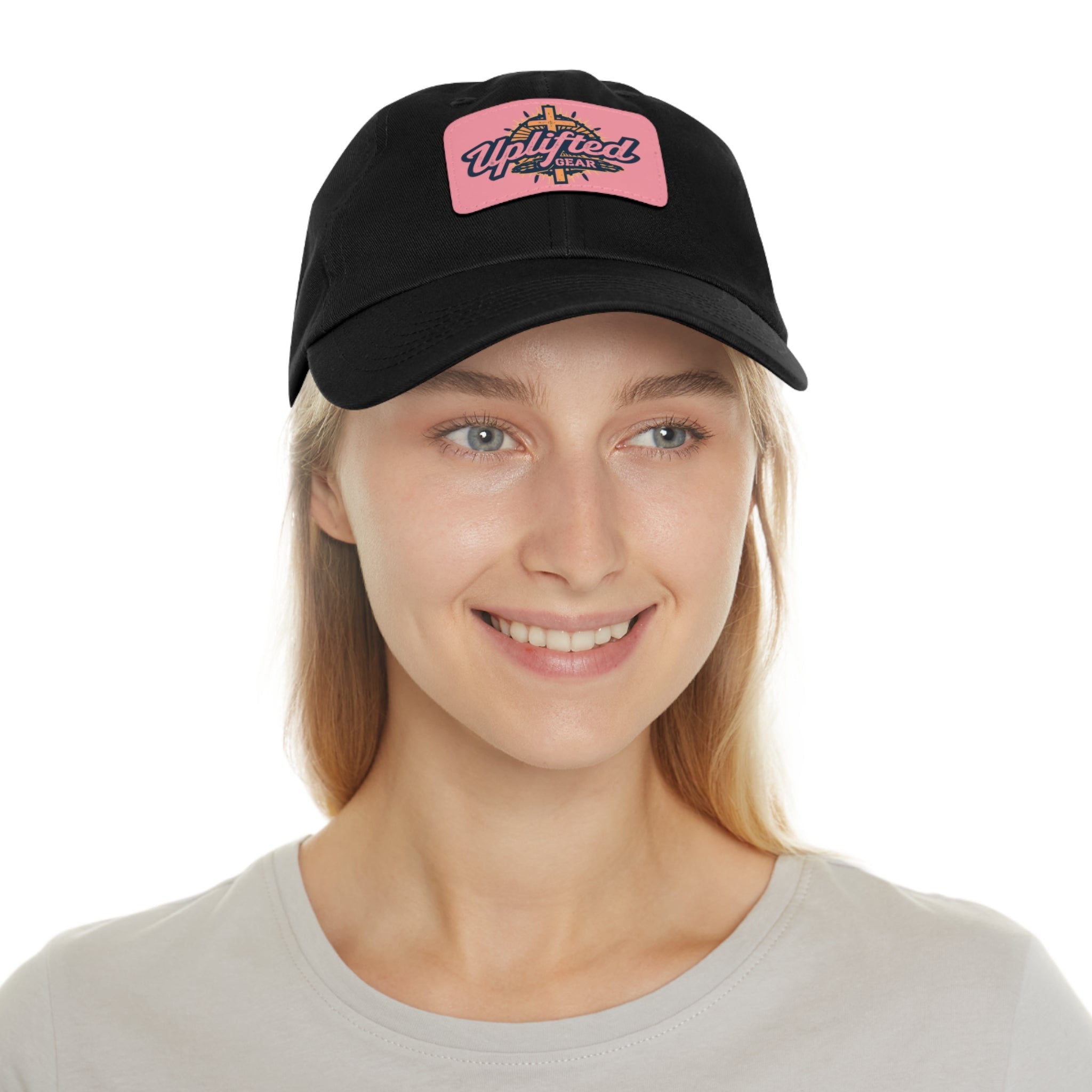 Uplifted Gear Leather Patch Dad Hat — Vintage Aviation Logo Cap Printify