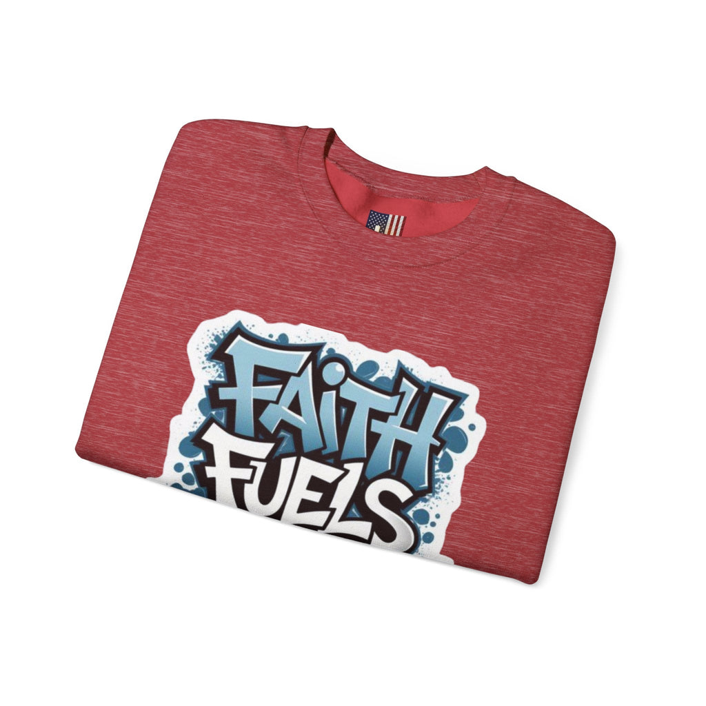 Faith Fuels Purpose Sweatshirt – Inspirational Christian Sweatshirt for Divine Drive & Unstoppable Belief Printify