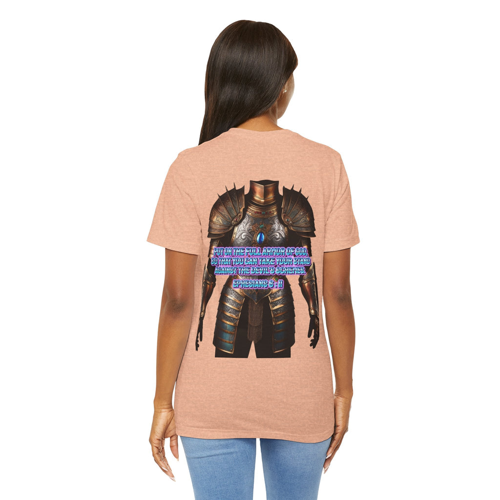 Religious Graphic Tee with Armor Of God Design Unisex Jersey Short Sleeve Tee Printify