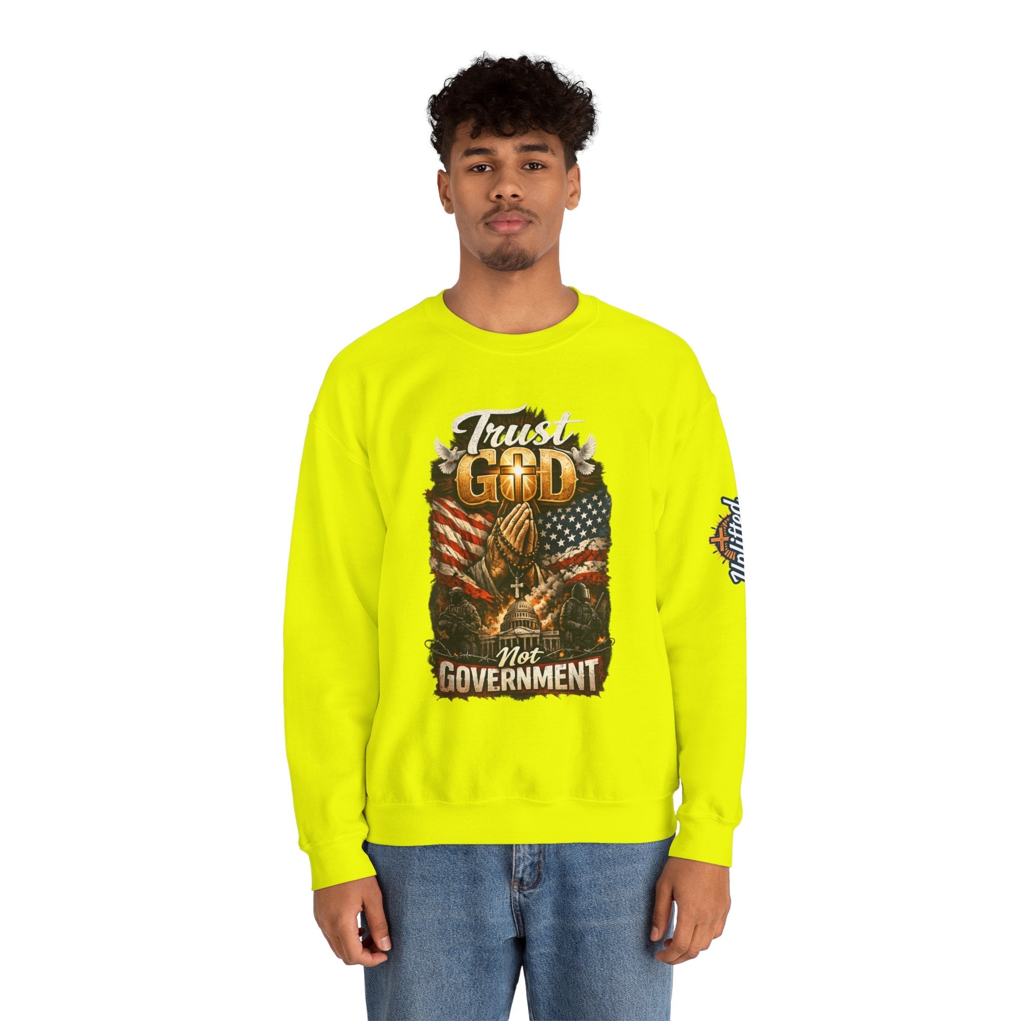 Trust God Not Government Sweatshirt — Vintage Patriotic Christian Sweatshirt Printify