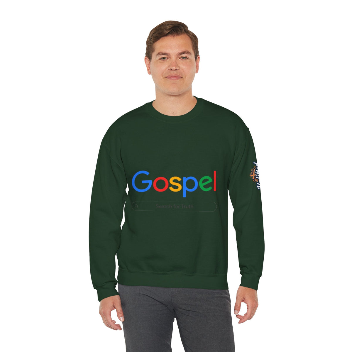 Gospel Graphic Sweatshirt — "Gospel" Colorful Logo Christian Sweatshirt Printify