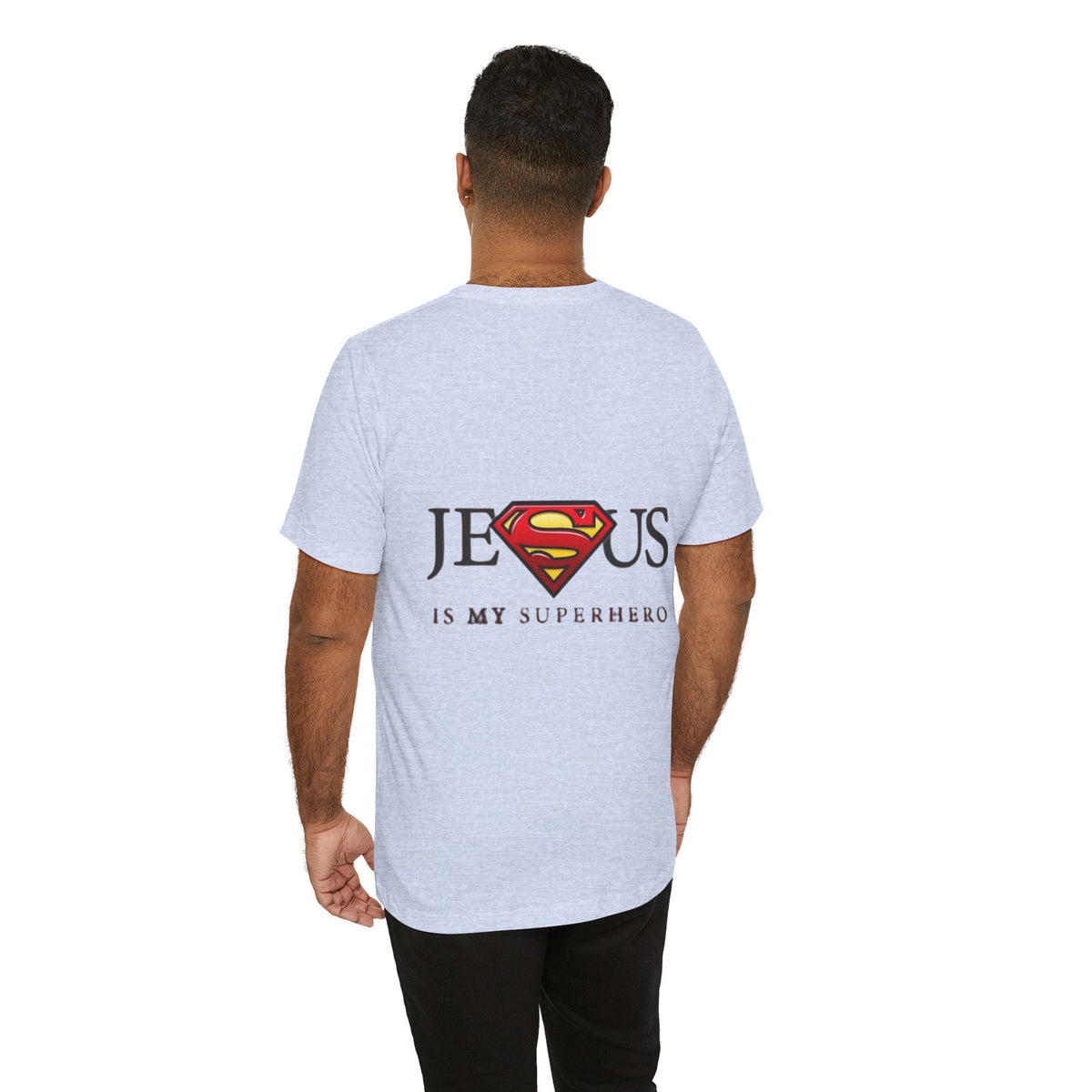 Jesus Is My Superhero T-Shirt — Faith-Based Superman-Inspired Tee Printify