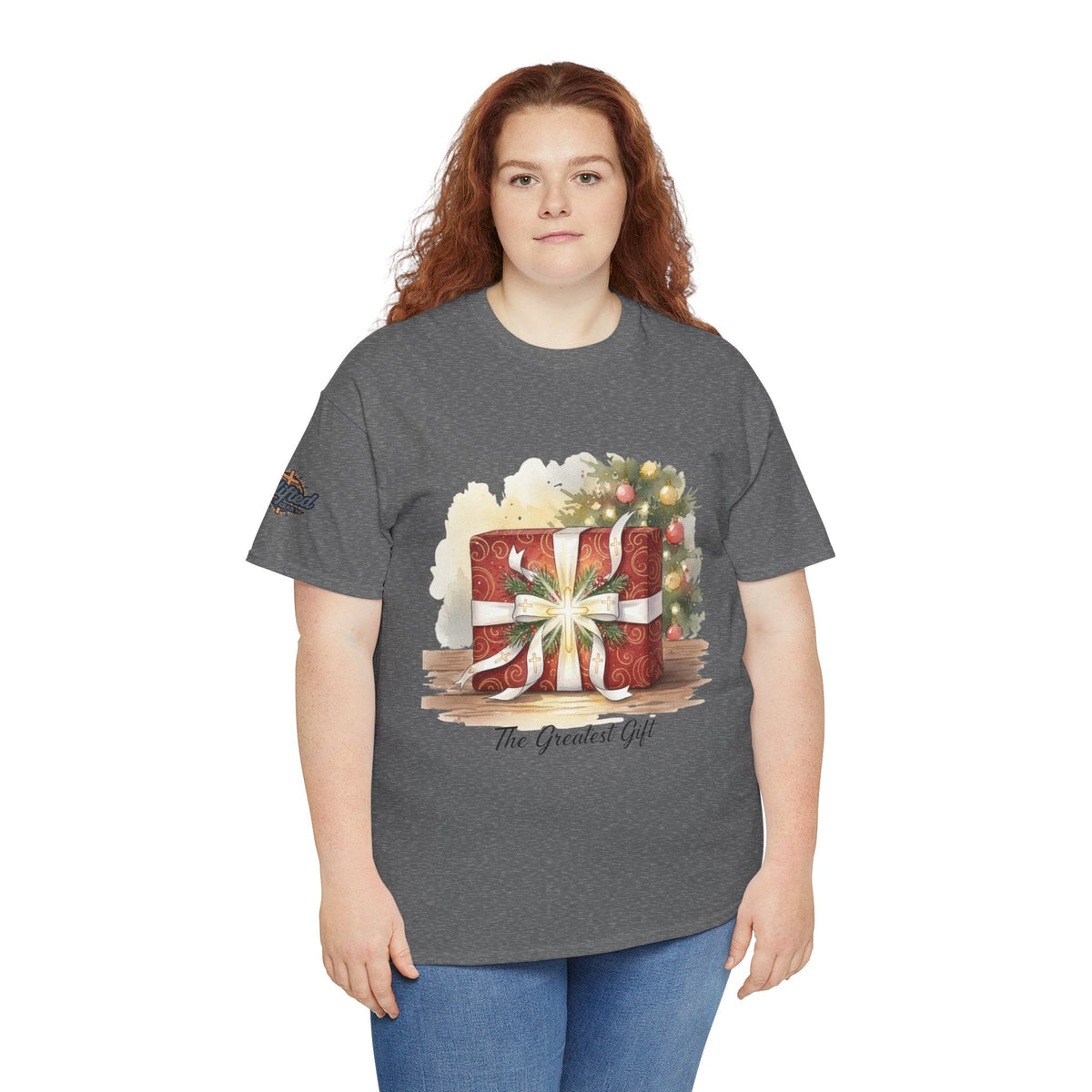 The Greatest Gift T-shirt – Cross Bow Present Christian T-shirt for Christmas Salvation & Eternal Faith Printify