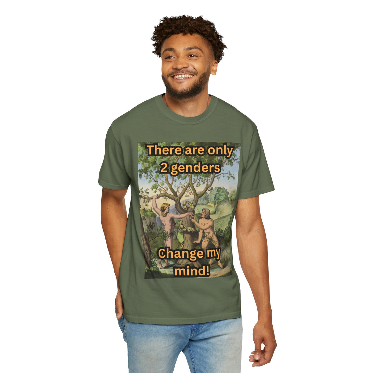 There Are Only 2 Genders T-Shirt – Adam & Eve Cross Christian Tee for Bold Faith Printify
