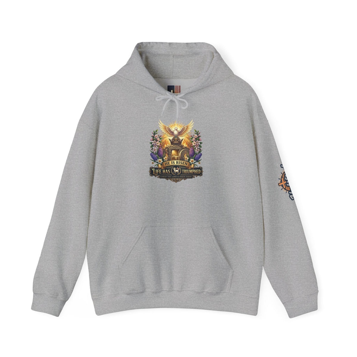 He Is Risen "Life Has Triumphed" Hoodie — Easter Resurrection Christian Hoodie Printify