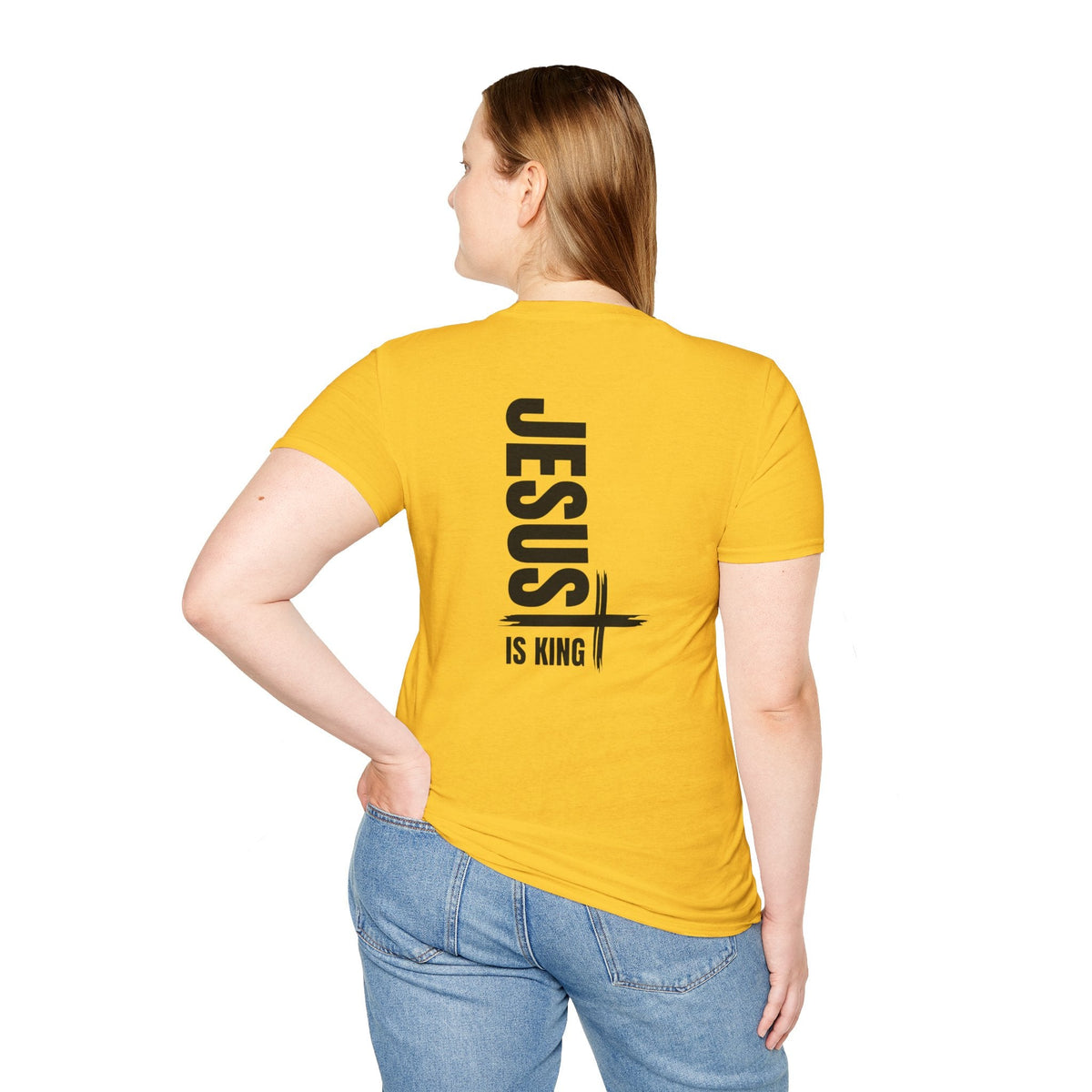 Jesus Is King T-shirt | Modern Typographic Cross Christian T-shirt Printify