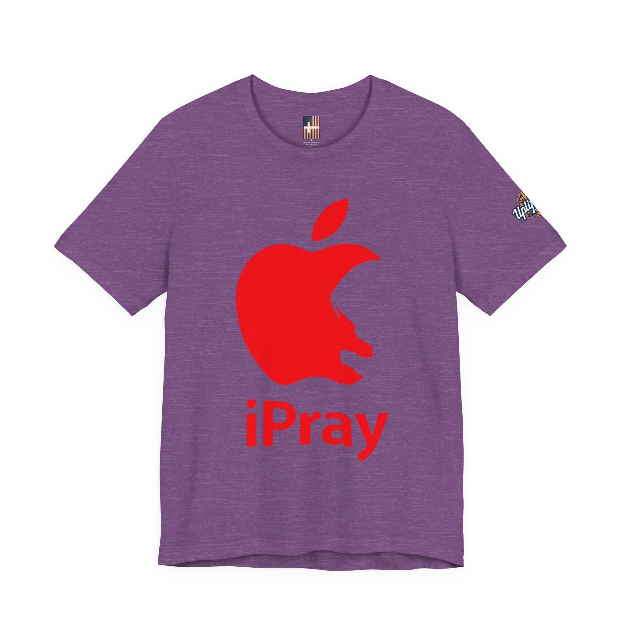 iPray Red Apple Christian T-Shirt — Faith Graphic Tee Printify