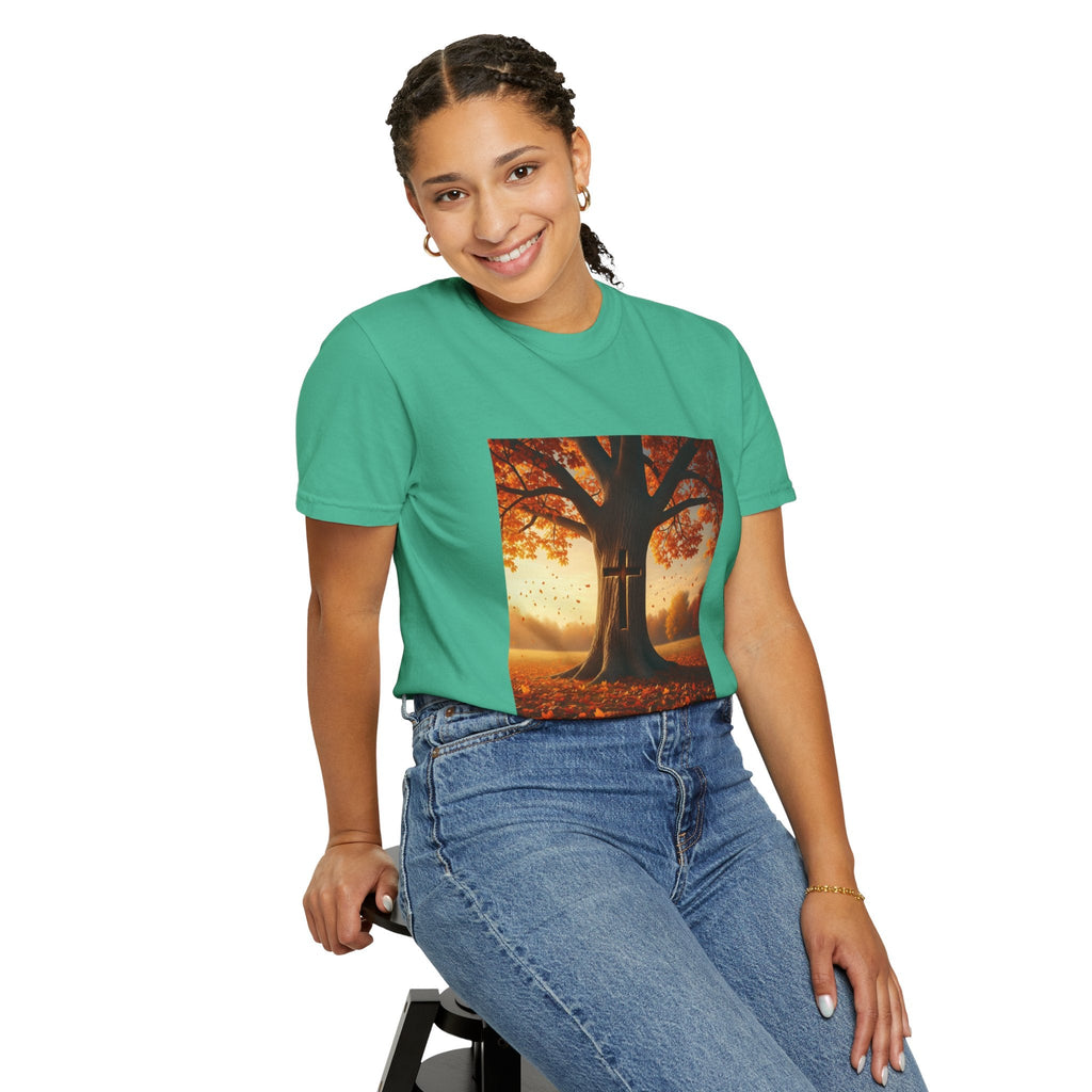 Trust in the Lord T-Shirt – Autumn Tree Christian Tee with Proverbs 3:5 Printify