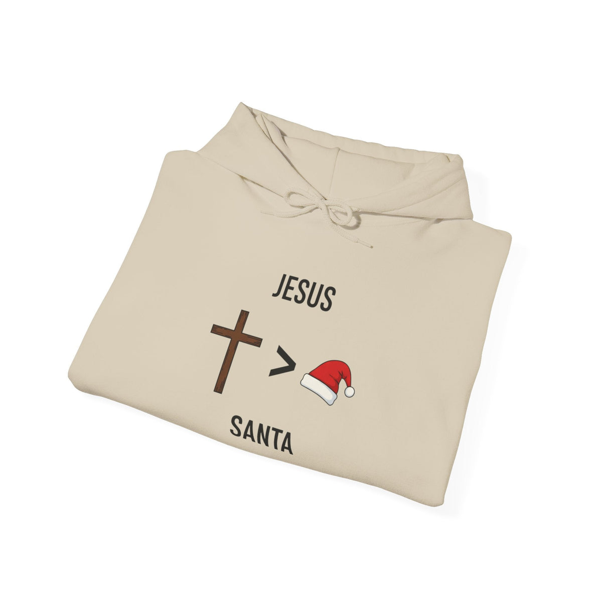 🎄 Jesus > Santa – Minimalist Christian Christmas Hoodie | Bold Faith Over Holiday Tee | Cross vs Santa Hat Design | Uplifted Gear Printify