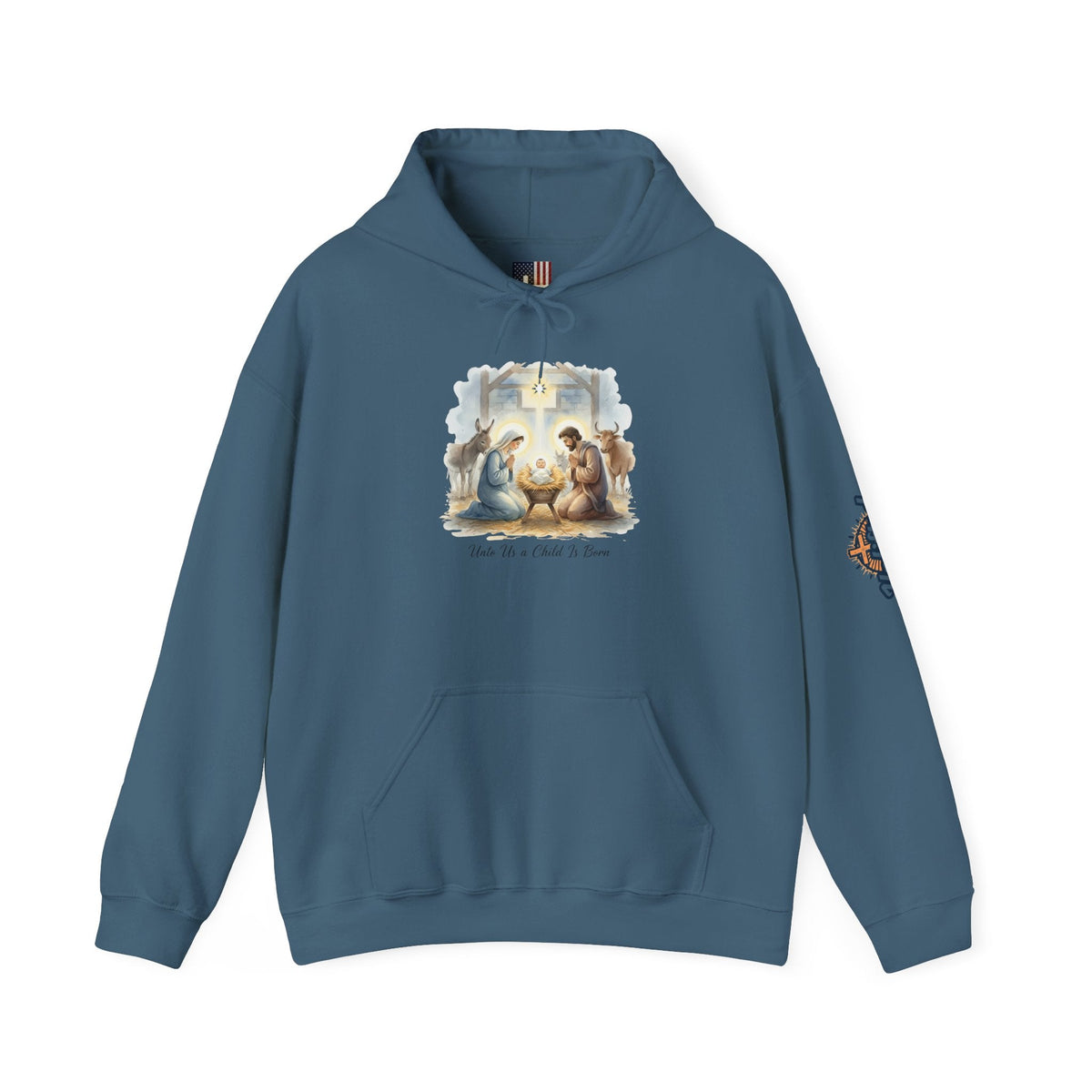 Unto Us a Child is Born Hoodie – Isaiah 9:6 Nativity Manger Scene Christian Christmas Sweatshirt for Holy Night Faith Printify